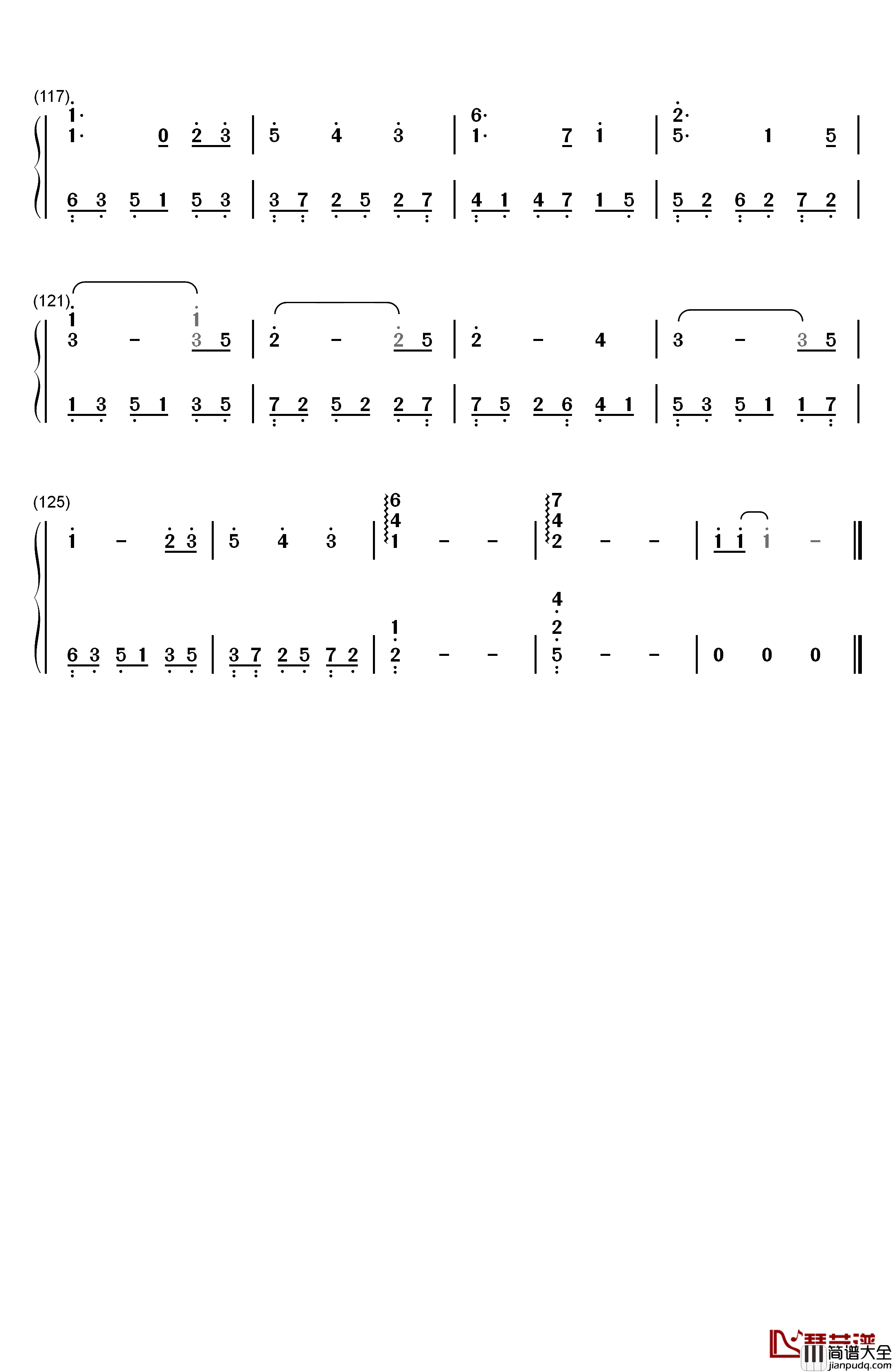 芬芳一生钢琴简谱_数字双手_毛不易_刘惜君