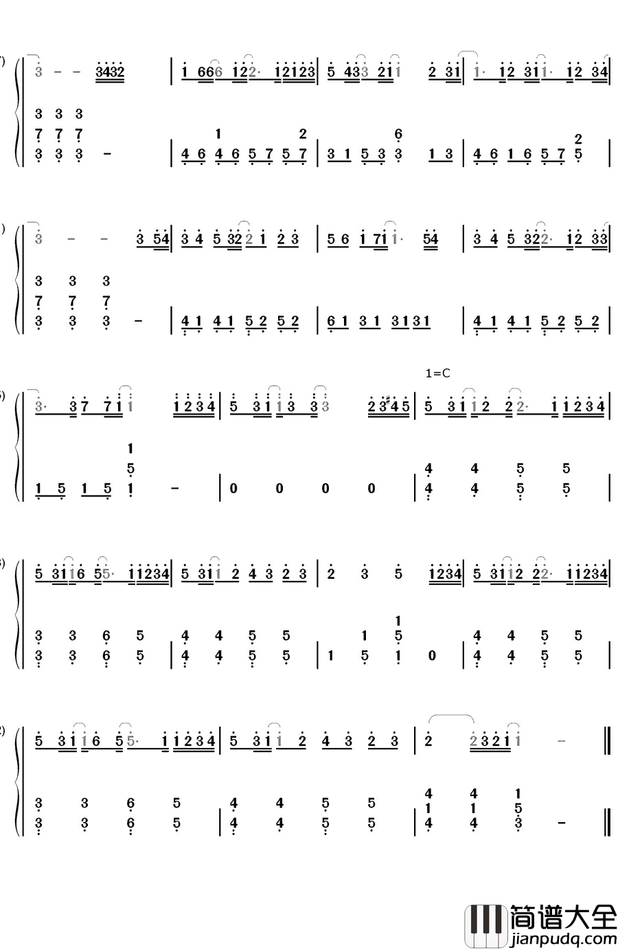 あの日タイムマシン钢琴简谱_数字双手_Long_Shot_Party