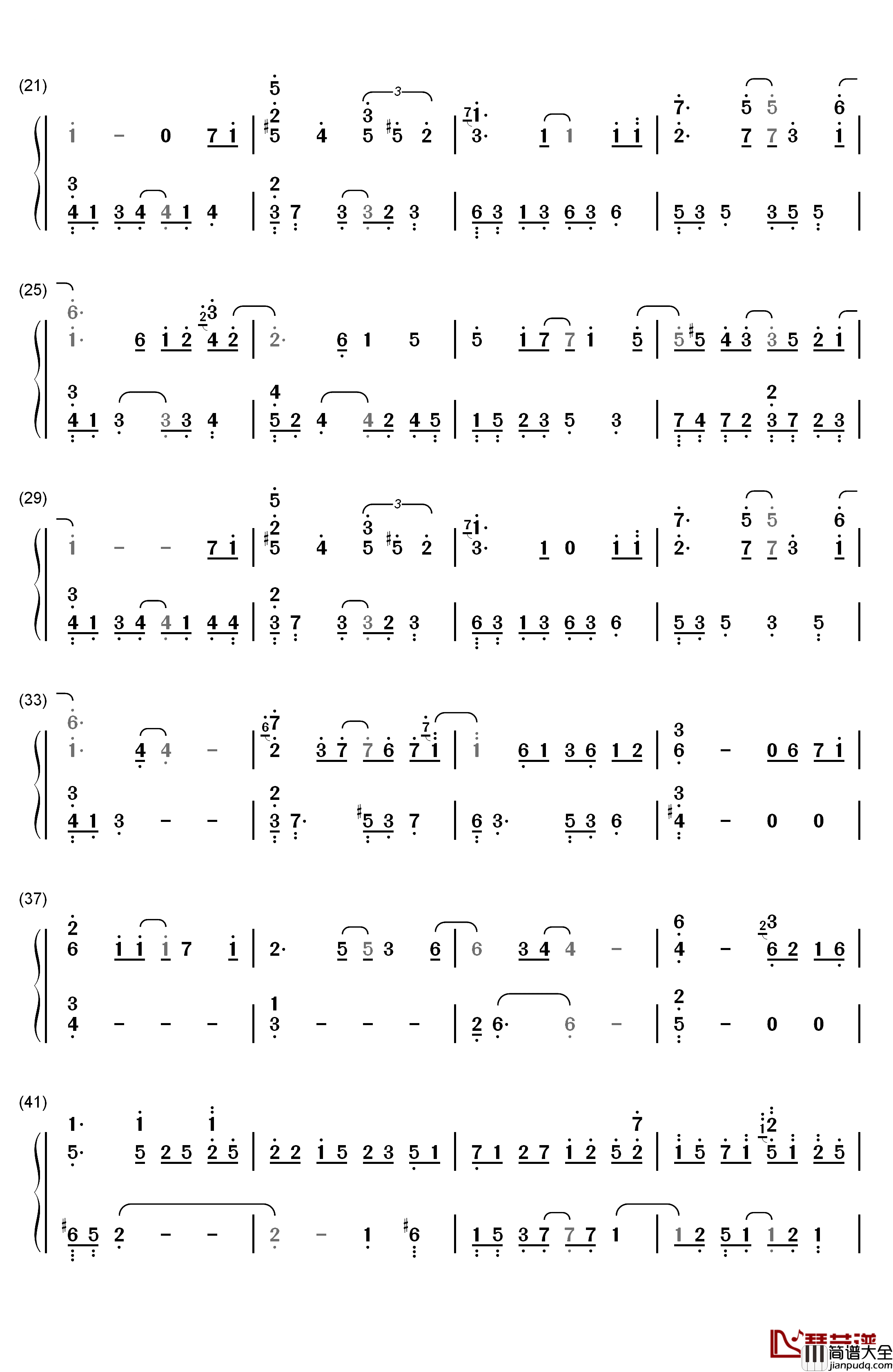 Letter钢琴简谱_数字双手_Yiruma