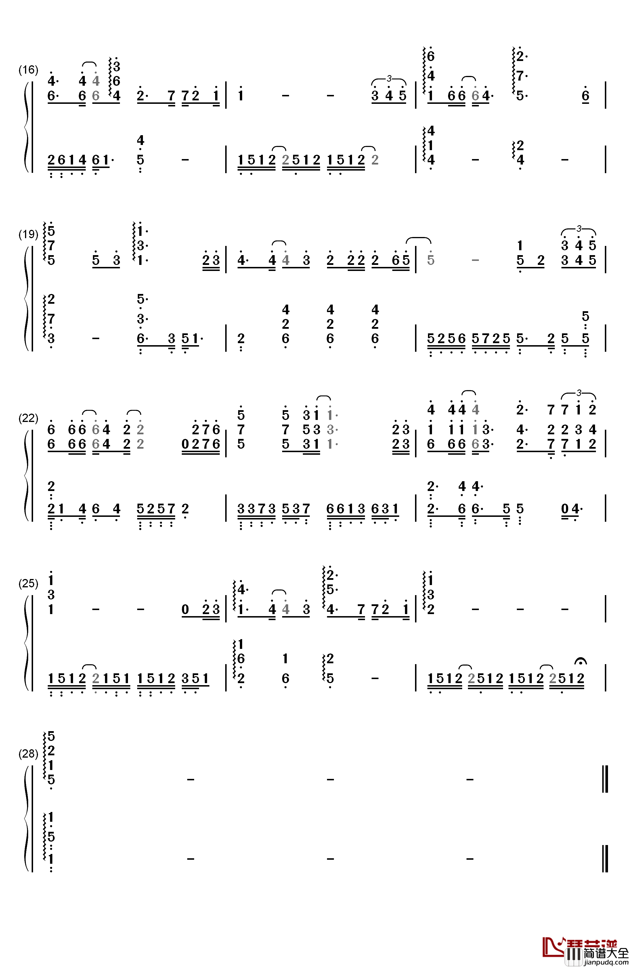 梨花又开放钢琴简谱_数字双手_韩红