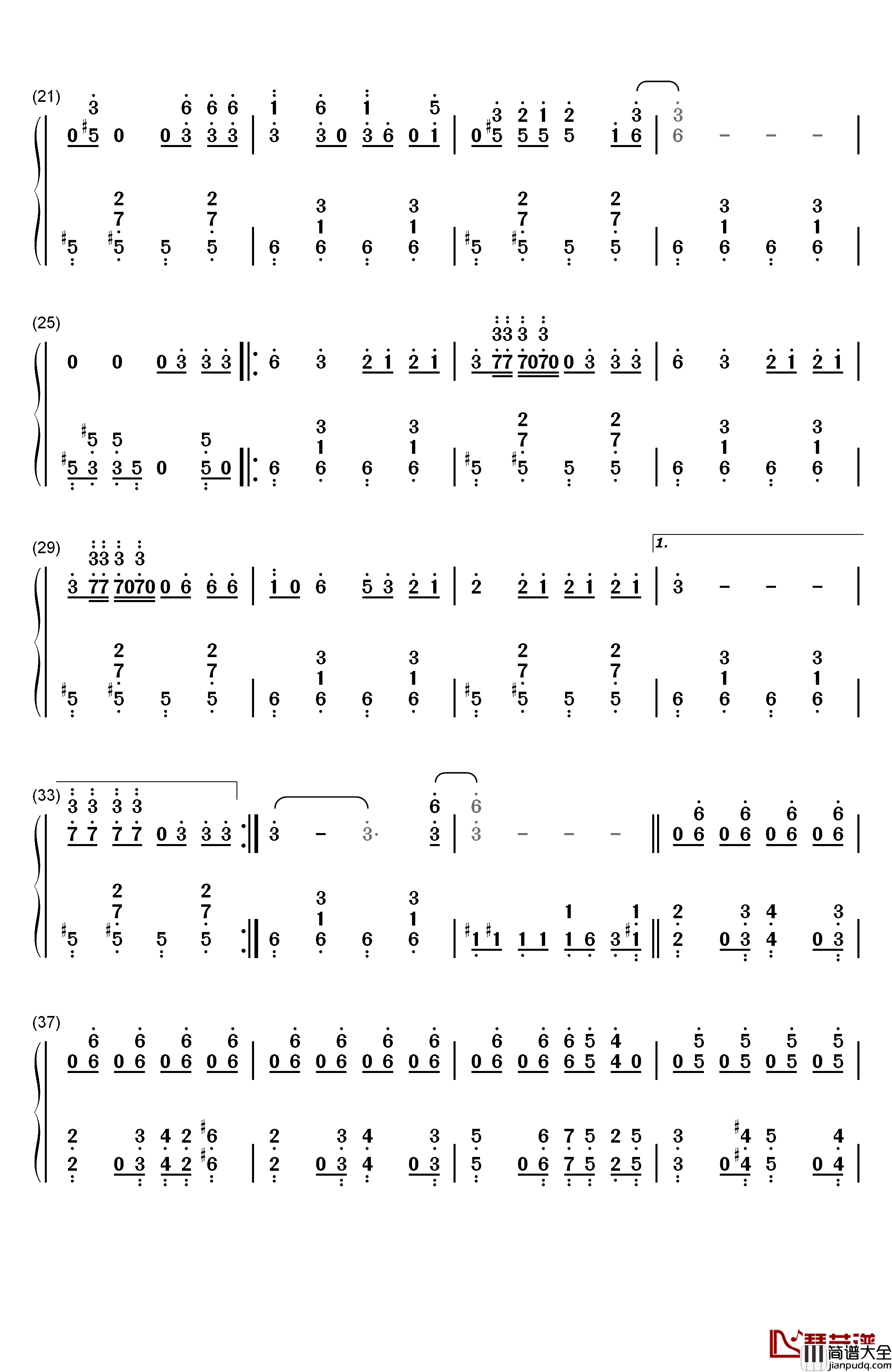 いけないボーダーライン钢琴简谱_数字双手_Walküre