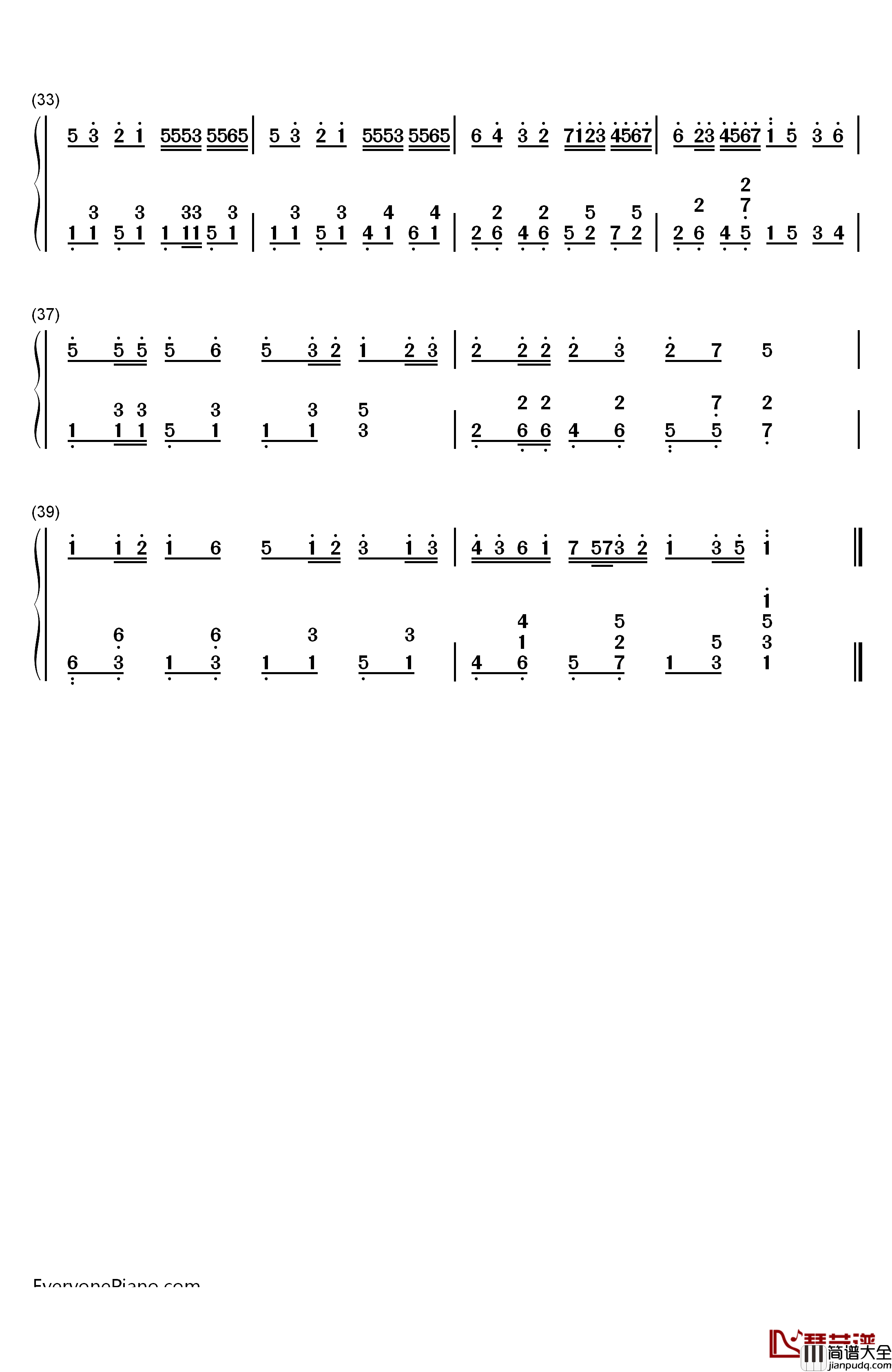 圣诞随想钢琴简谱_数字双手_未知