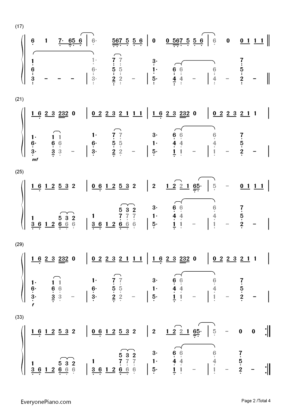 Talking_Body钢琴简谱_数字双手_Tove_Lo