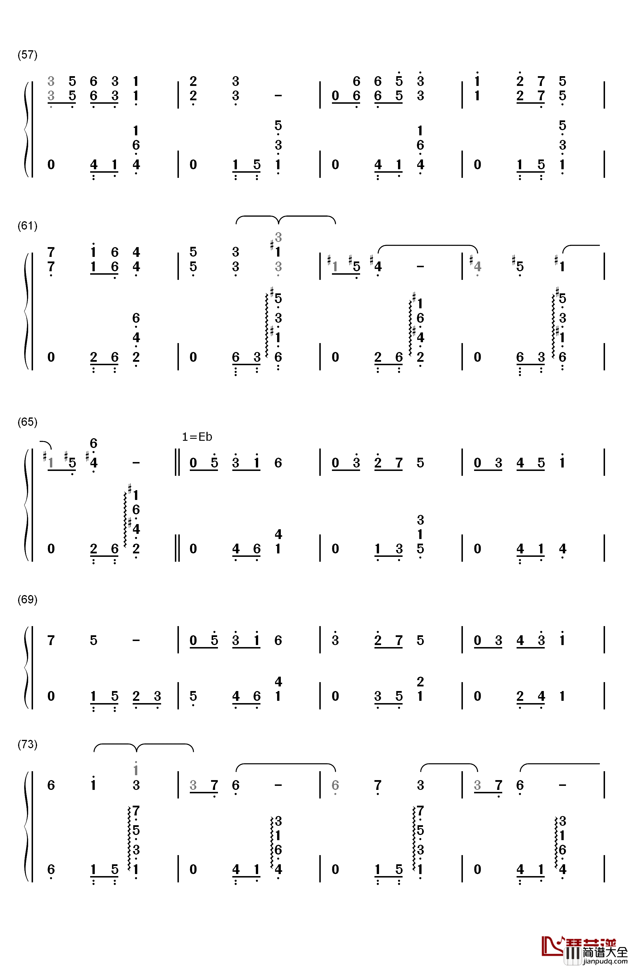 Papillon钢琴简谱_数字双手_神秘园（Secret_Garden）