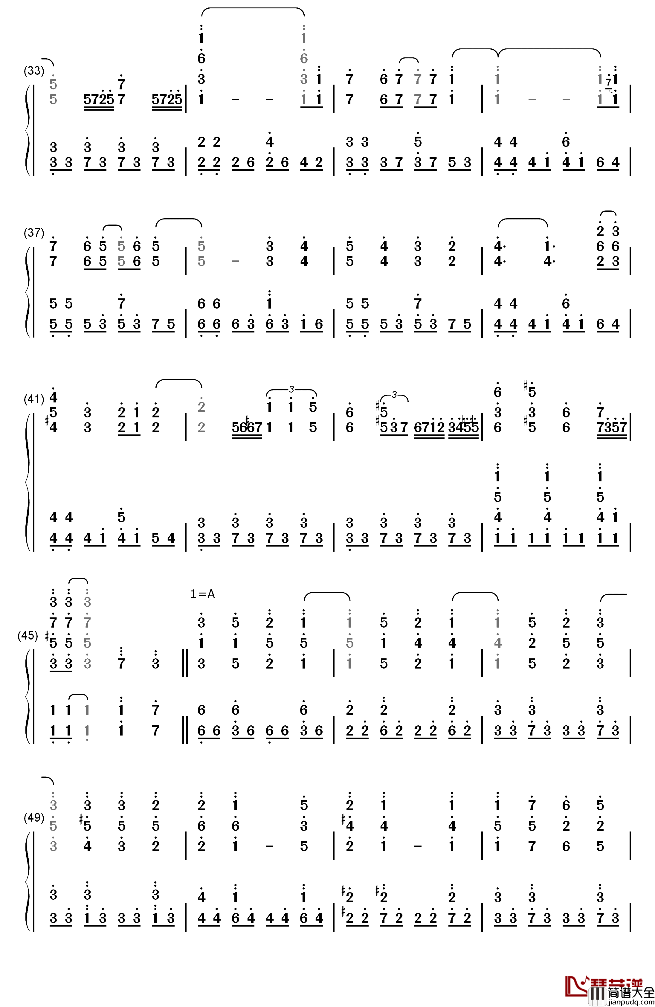 センチメンタルクライシス钢琴简谱_数字双手_Halca