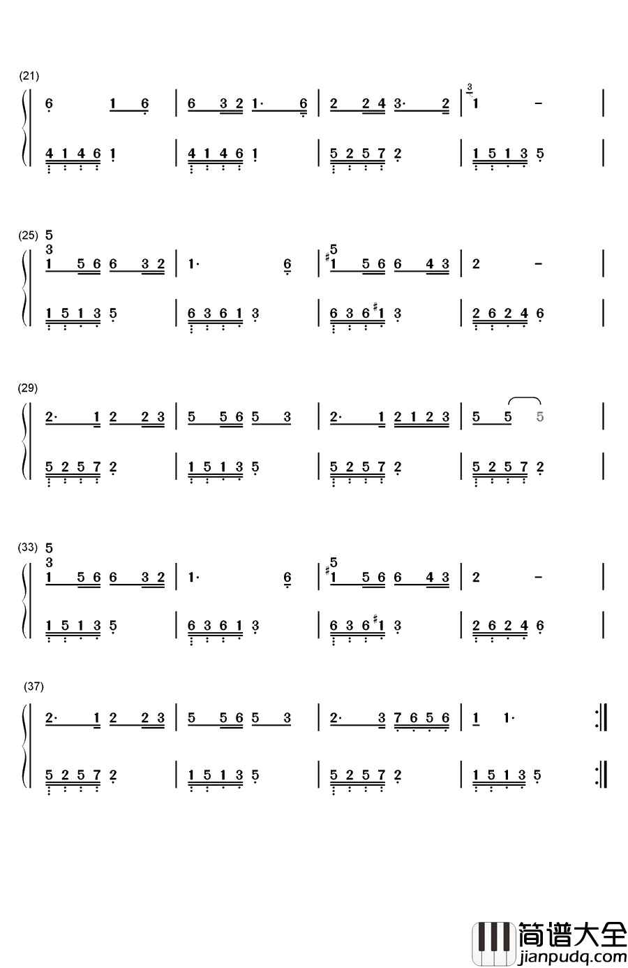 血染的风采钢琴简谱_数字双手_苏越