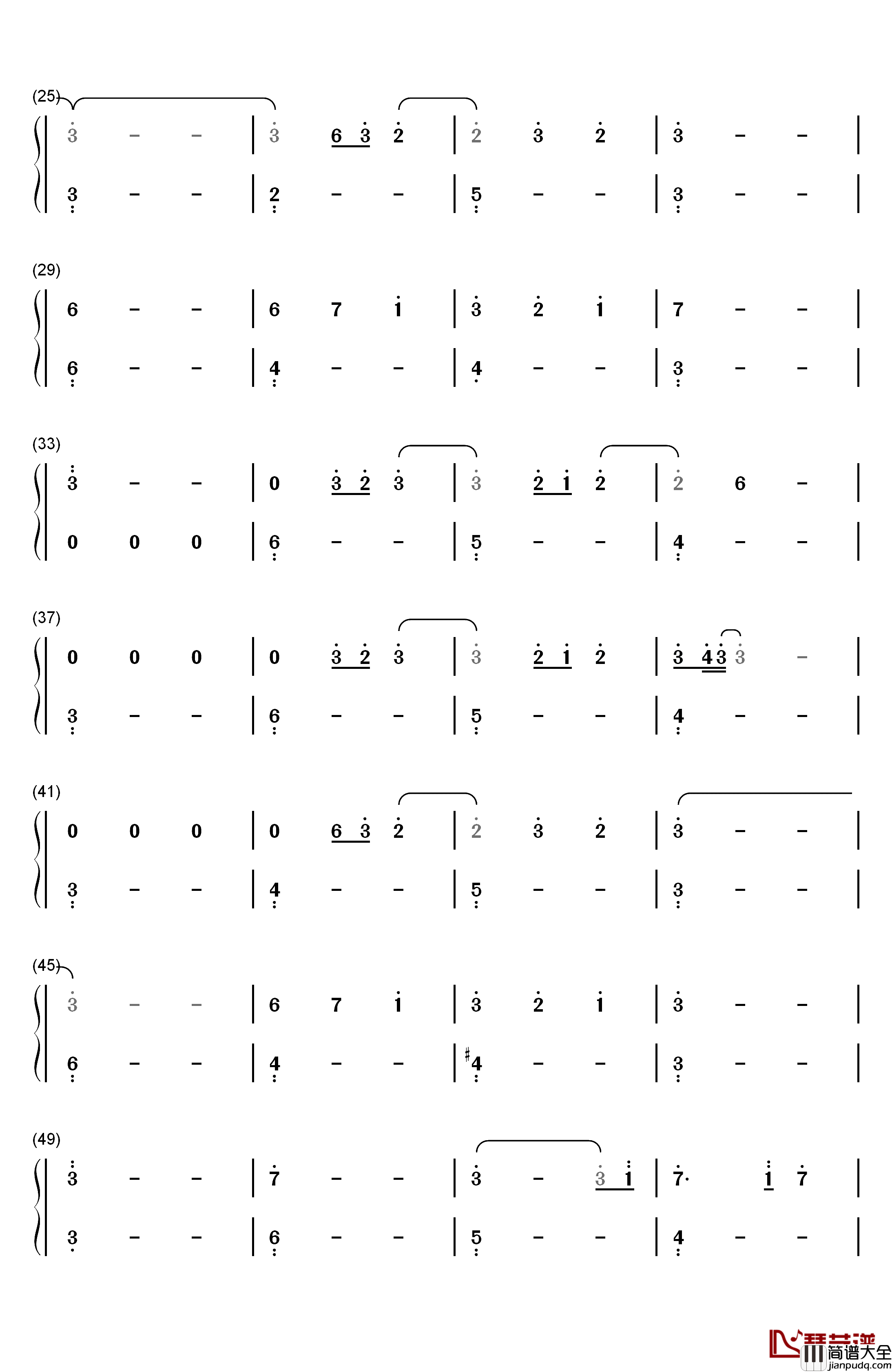 看钢琴简谱_数字双手_陆虎