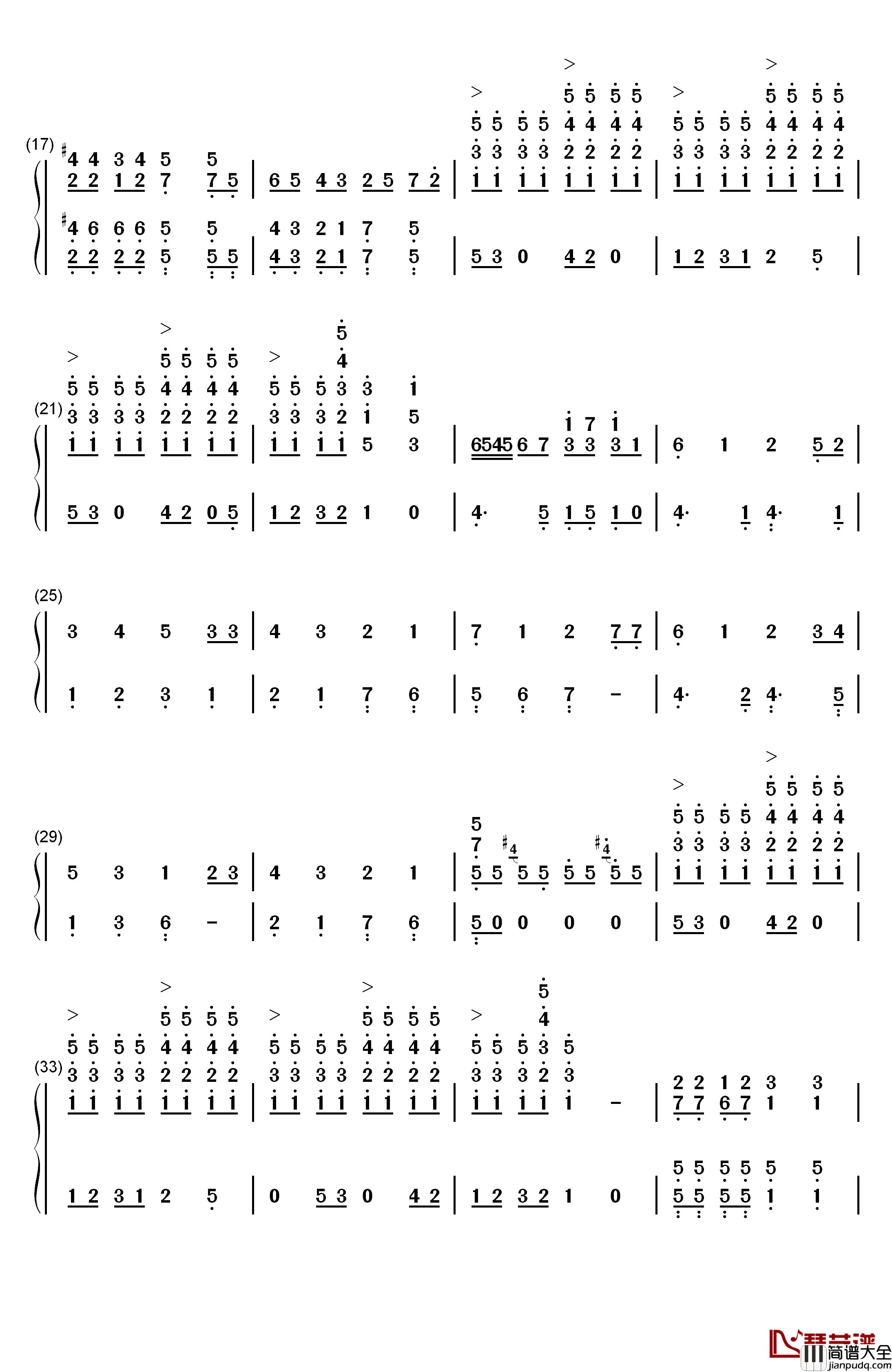 圣诞旋律钢琴简谱_数字双手_Tim_Janis