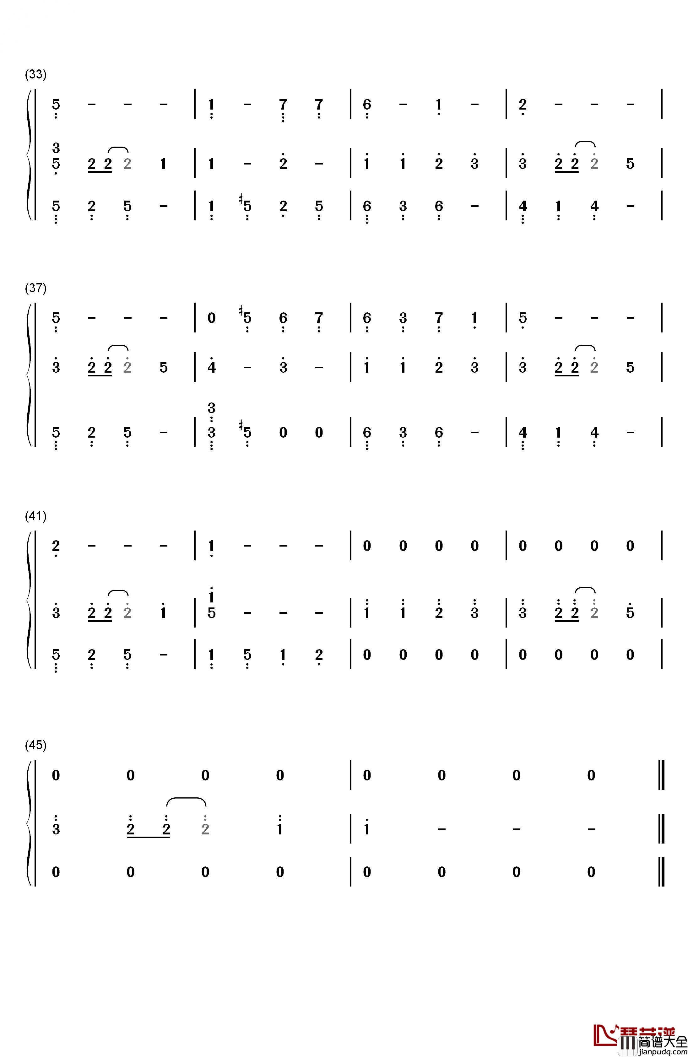 海の涙钢琴简谱_数字双手_出羽良彰