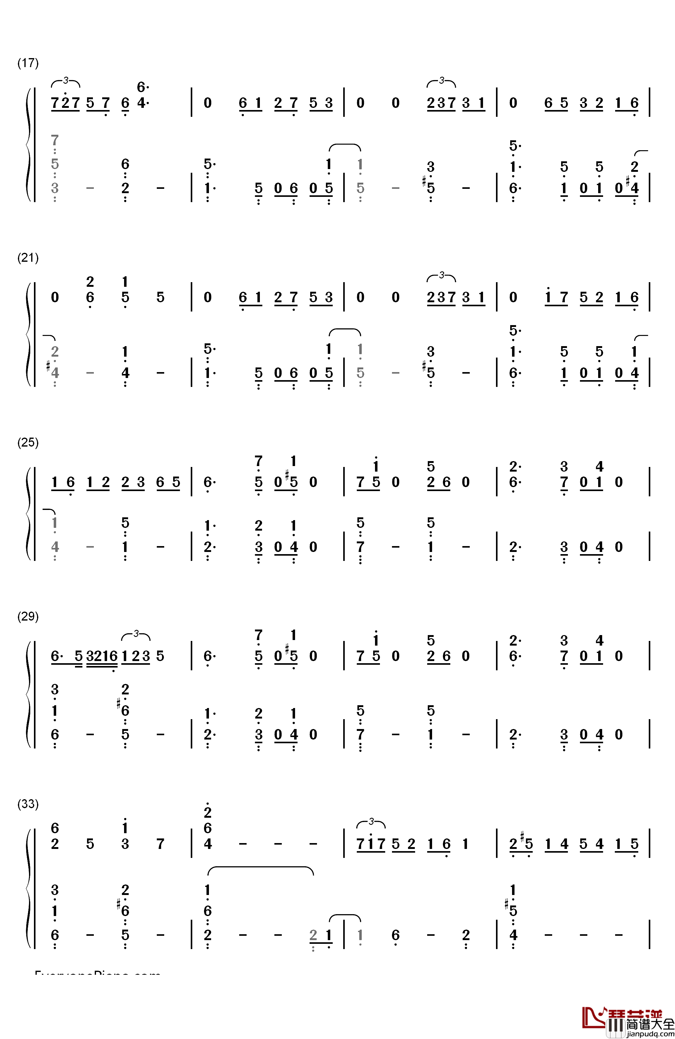 憧れカフェ钢琴简谱_数字双手_RADWIMPS