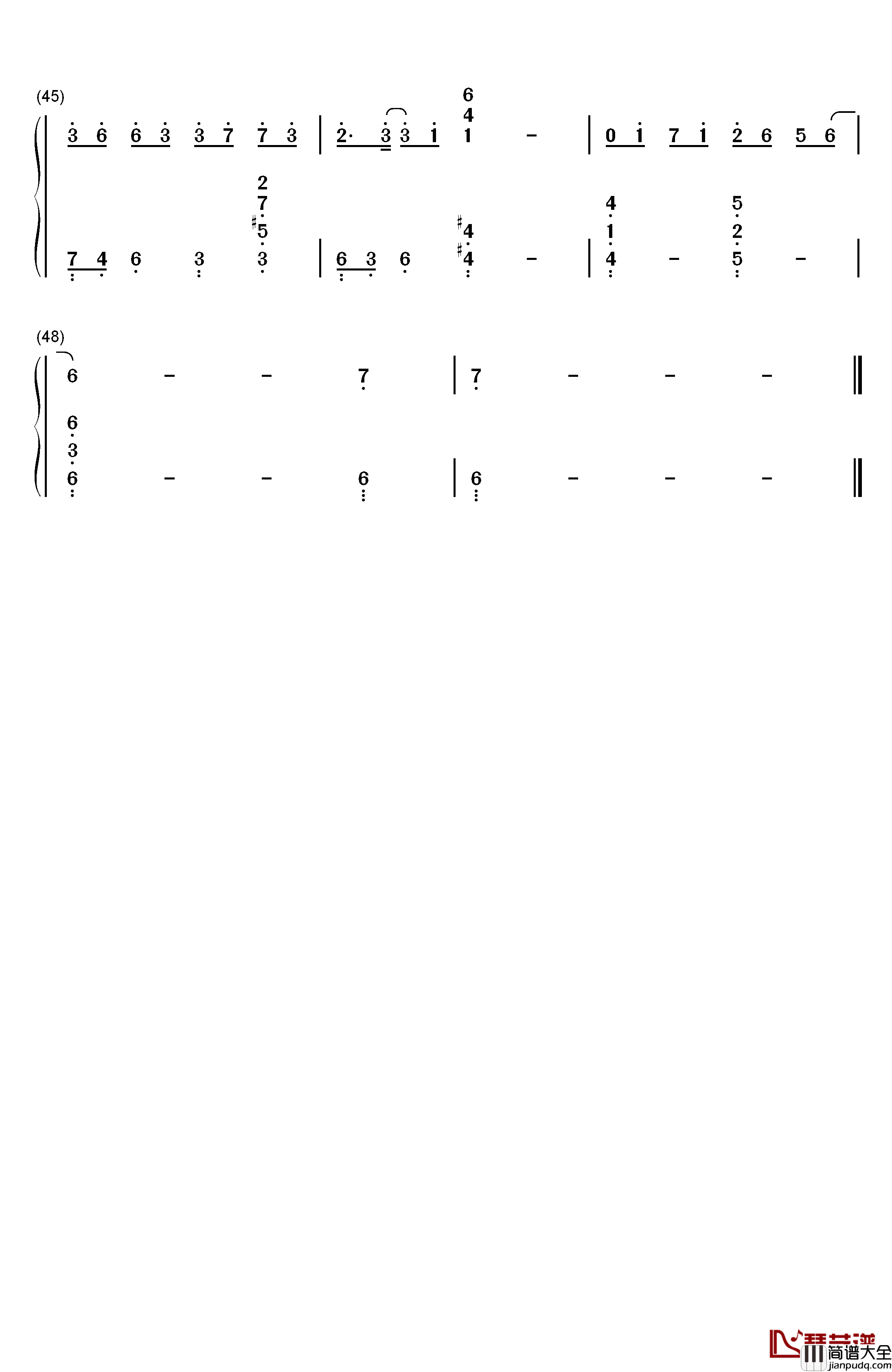 石楠小札钢琴简谱_数字双手_贰婶