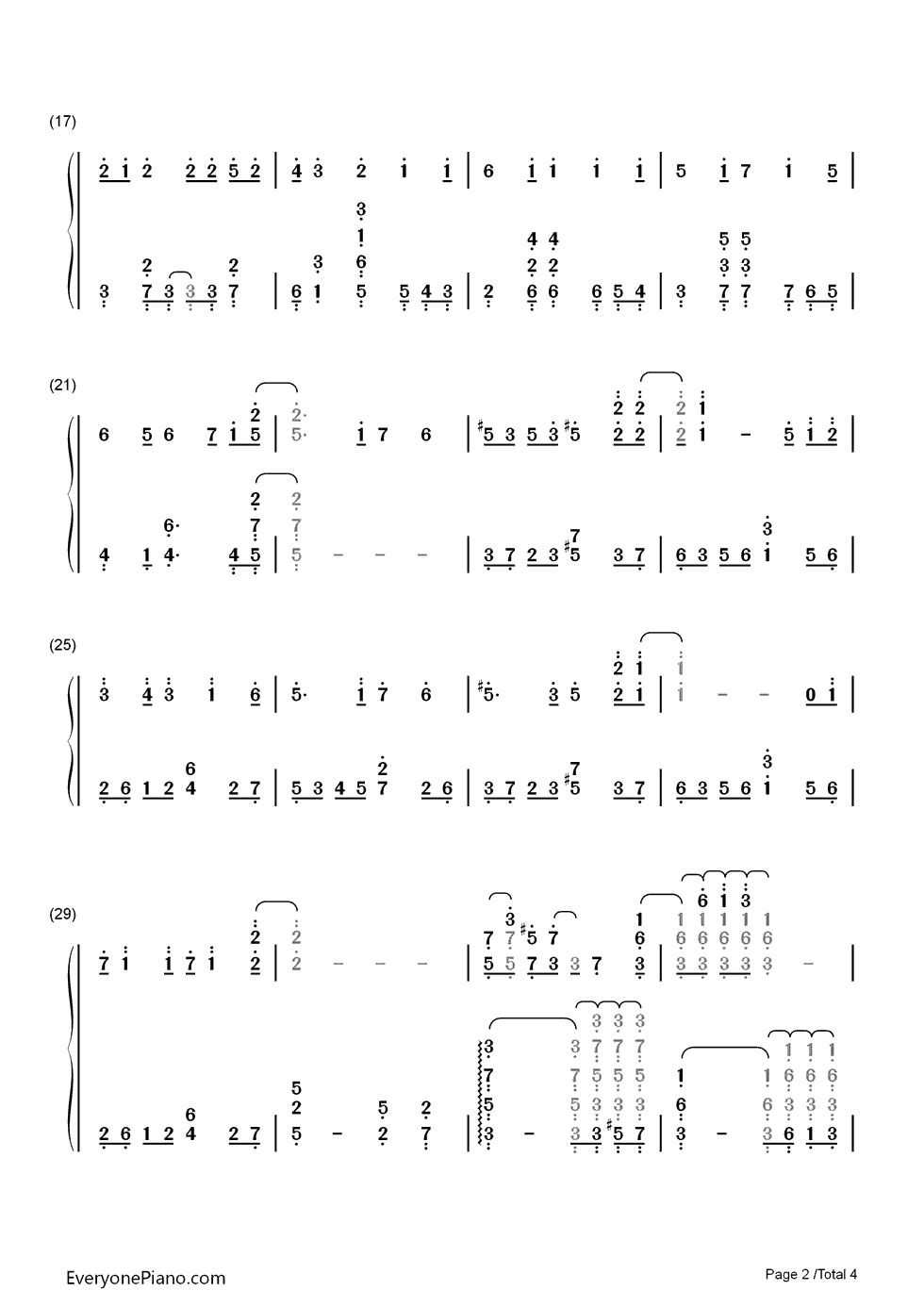 カラフル钢琴简谱_数字双手_沢井美空