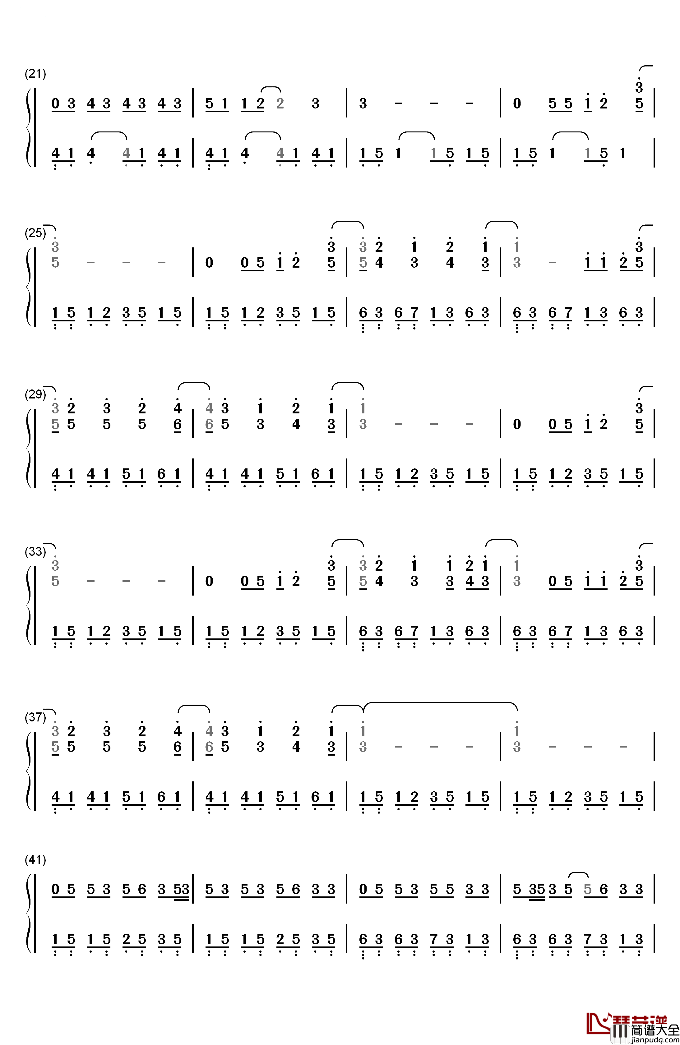 Just_the_Way_You_Are钢琴简谱_数字双手_Bruno_Mars