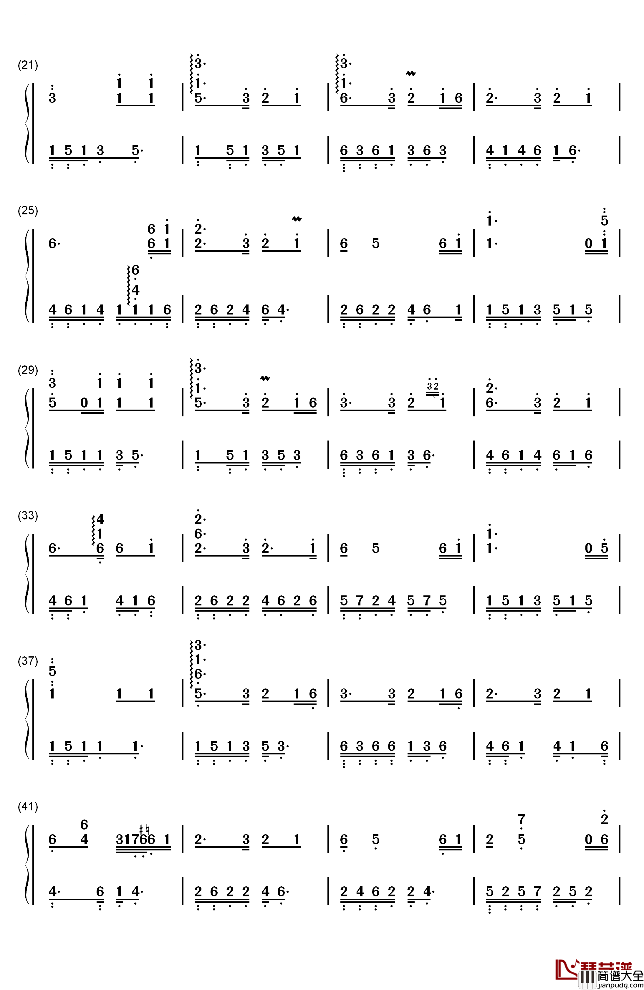 500_Miles钢琴简谱_数字双手_陈占美