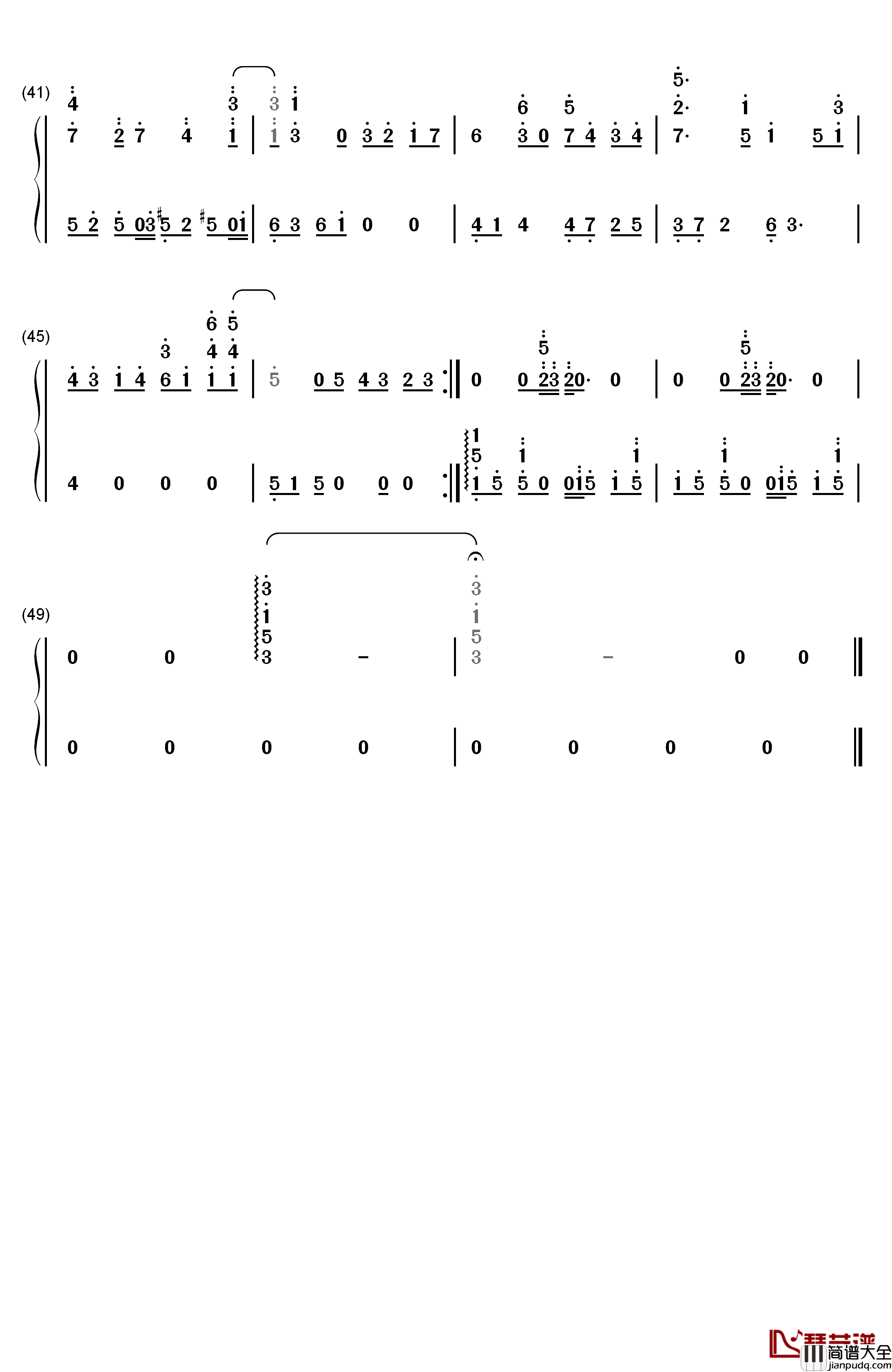 龙猫主题曲钢琴简谱_数字双手_久石让_宫崎骏