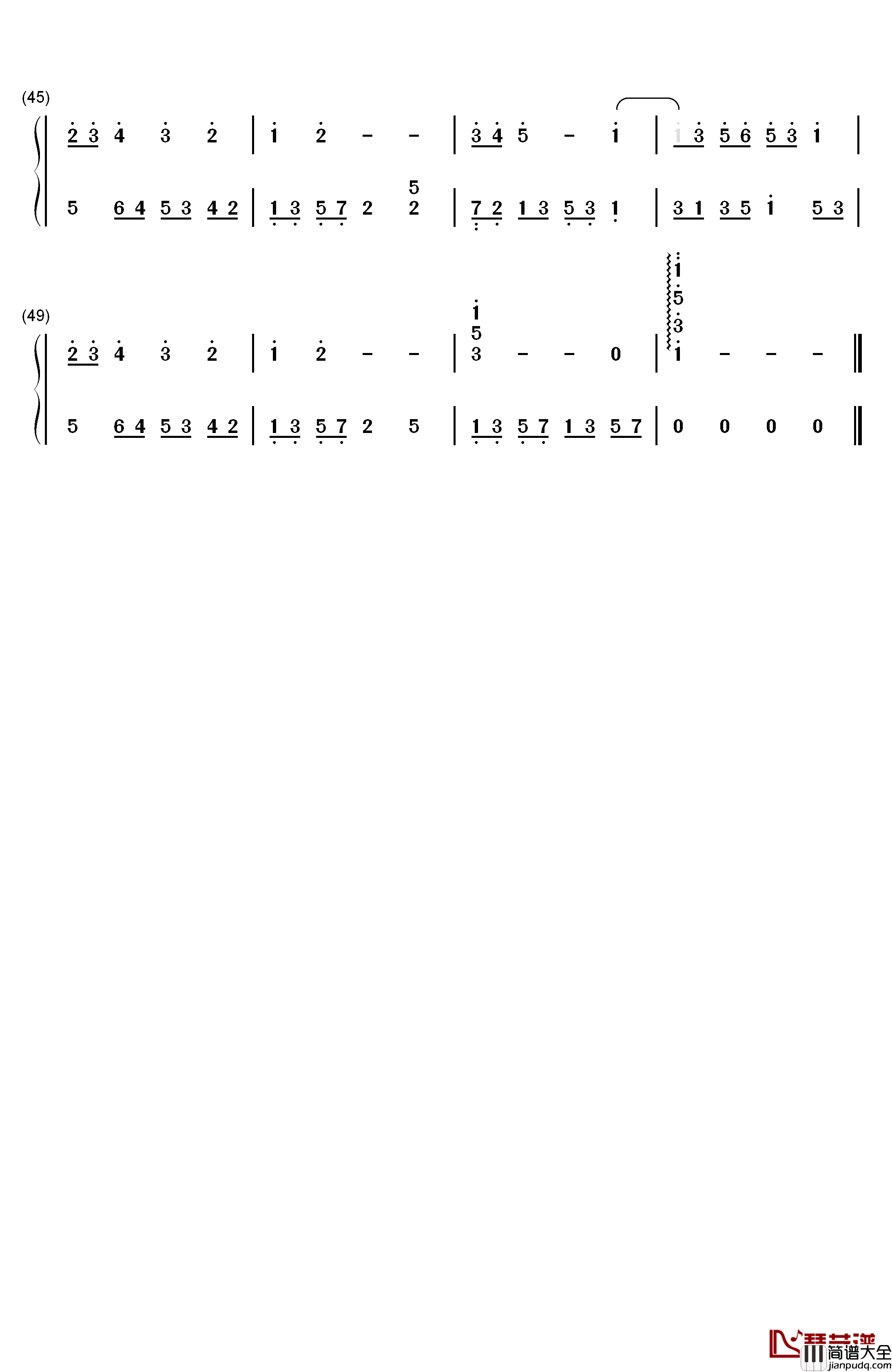 巴巴多斯岛的白沙钢琴简谱_数字双手_班得瑞