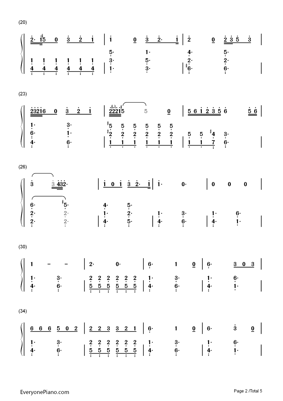 Stone_Cold钢琴简谱_数字双手_Demi_Lovato