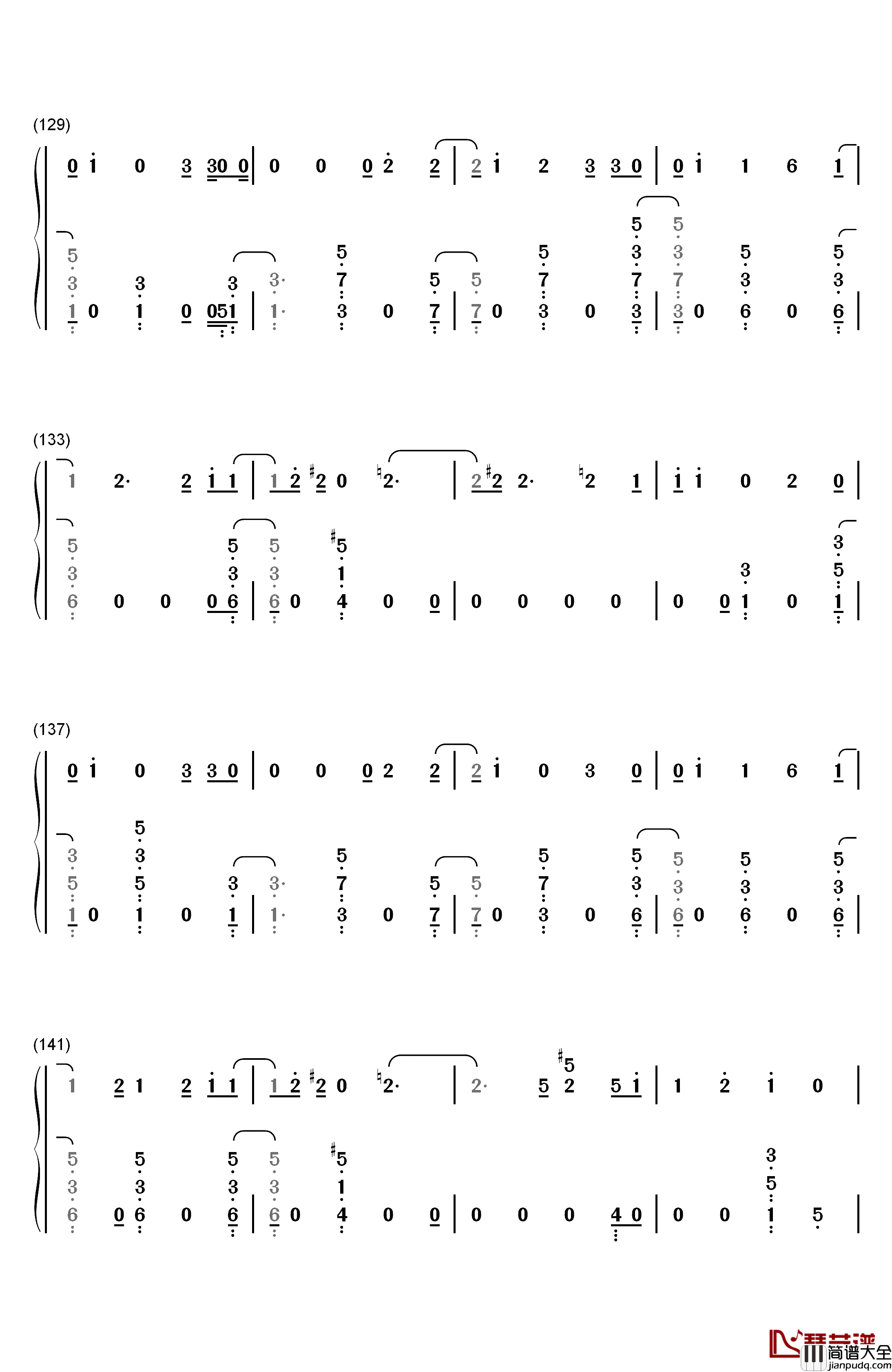 Universe钢琴简谱_数字双手_EXO