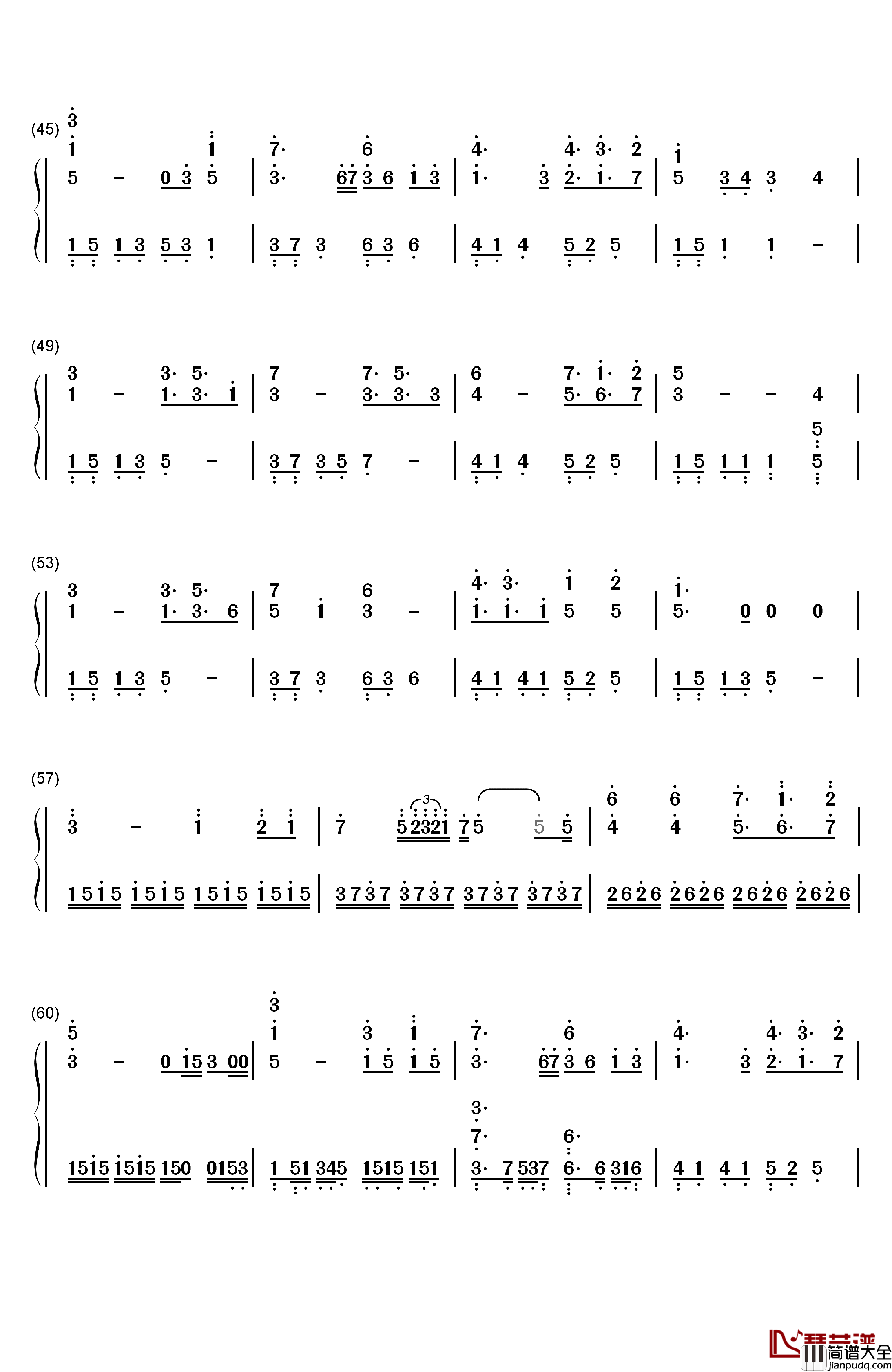 爸爸钢琴简谱_数字双手_鸟叔(PSY)