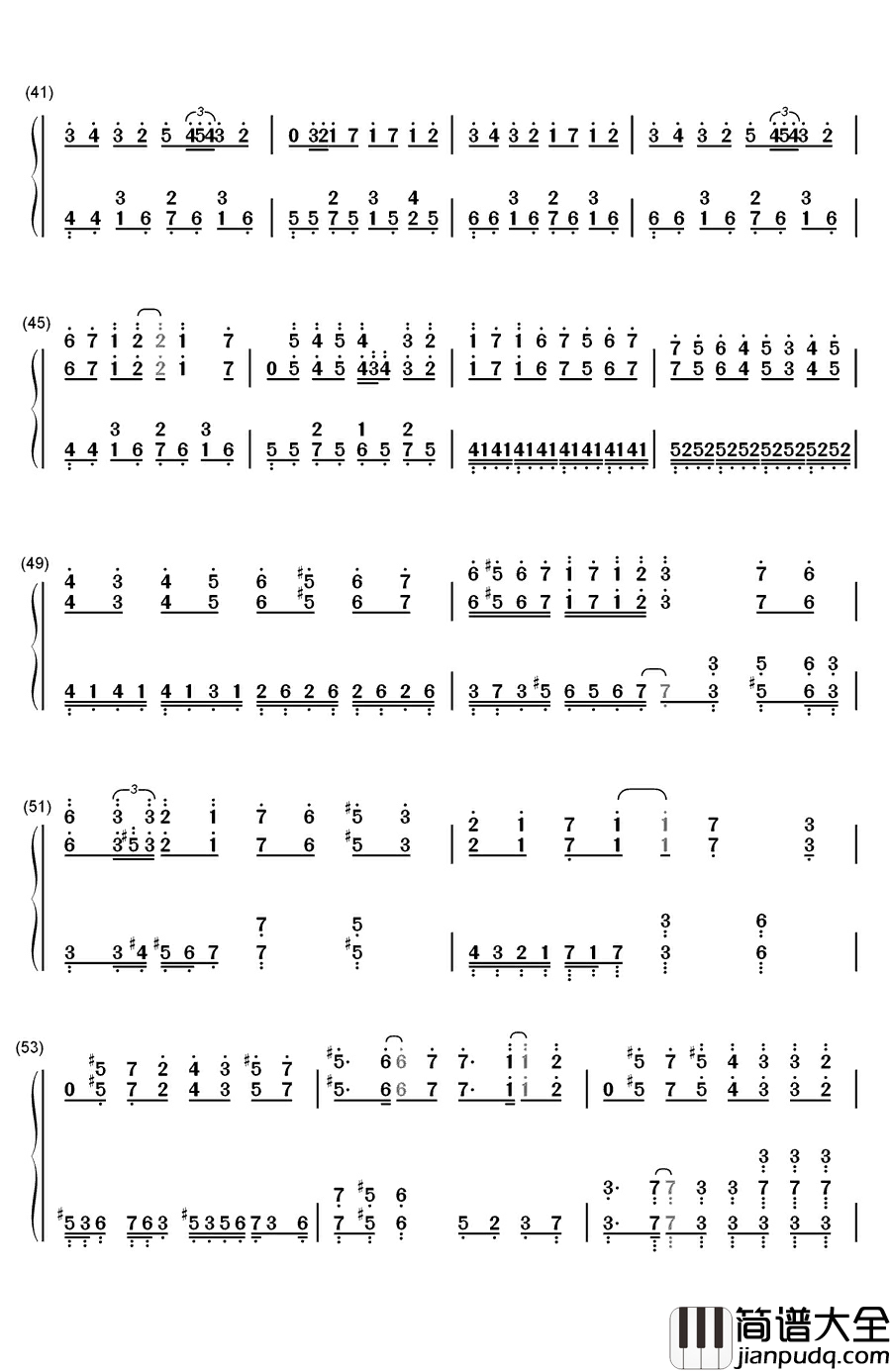 亡灵钢琴钢琴简谱_数字双手_长腿叔叔