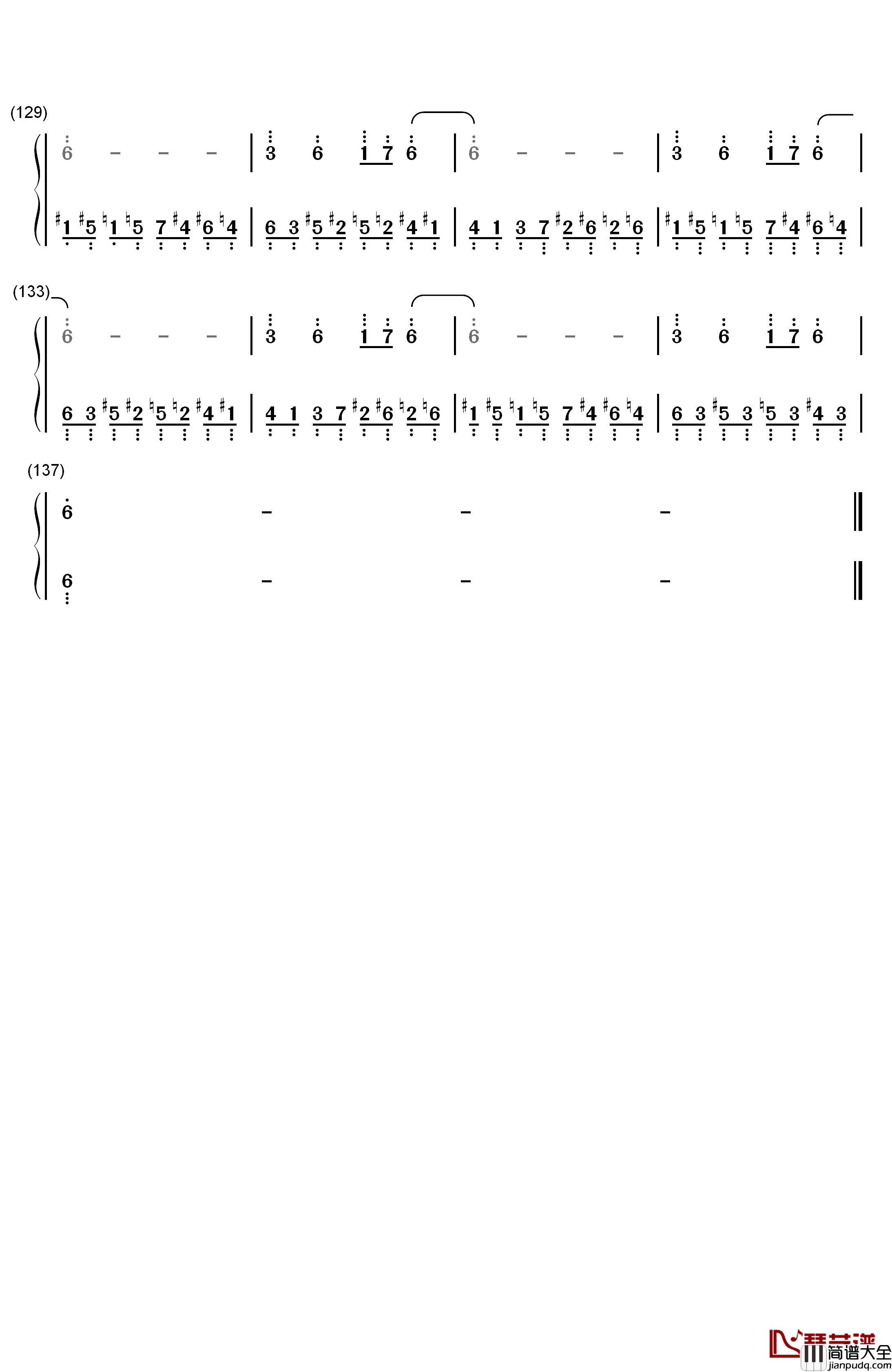 天国的孩子钢琴简谱_数字双手_马克西姆