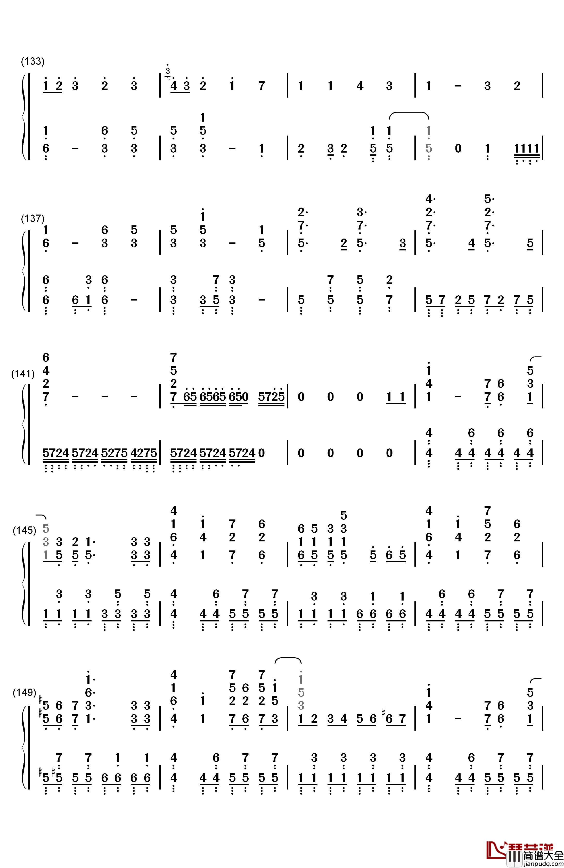 ノンファンタジー钢琴简谱_数字双手_LIP×LIP