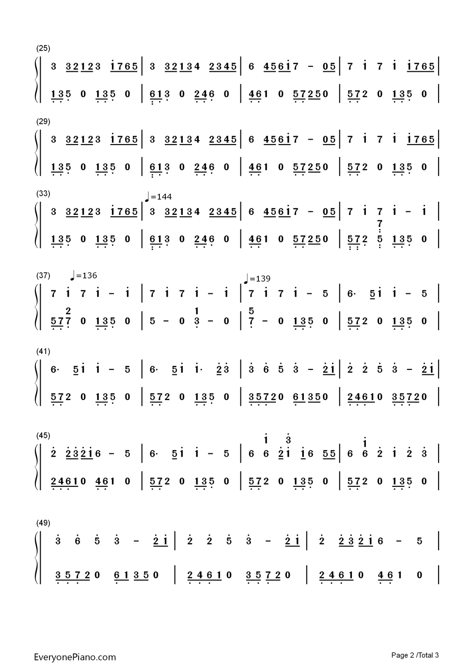 执子之手钢琴简谱_数字双手_乔治·温斯顿