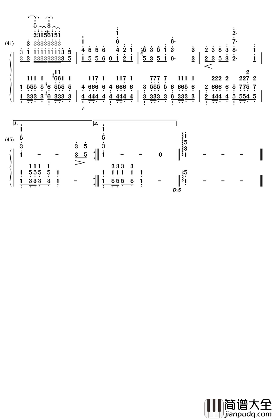 北京欢迎你钢琴简谱_数字双手_小柯