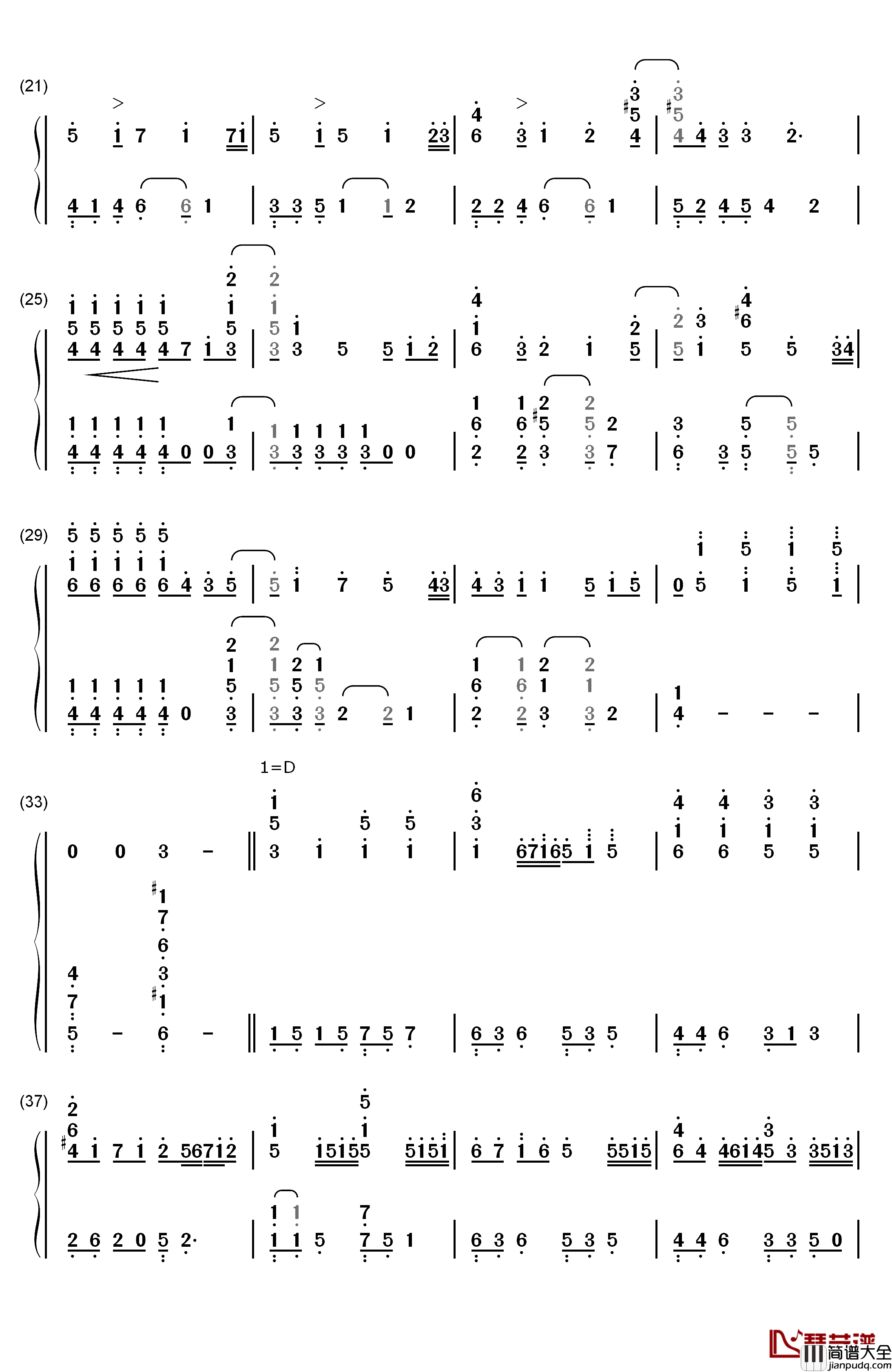 小星星幻想曲钢琴简谱_数字双手_V.K克