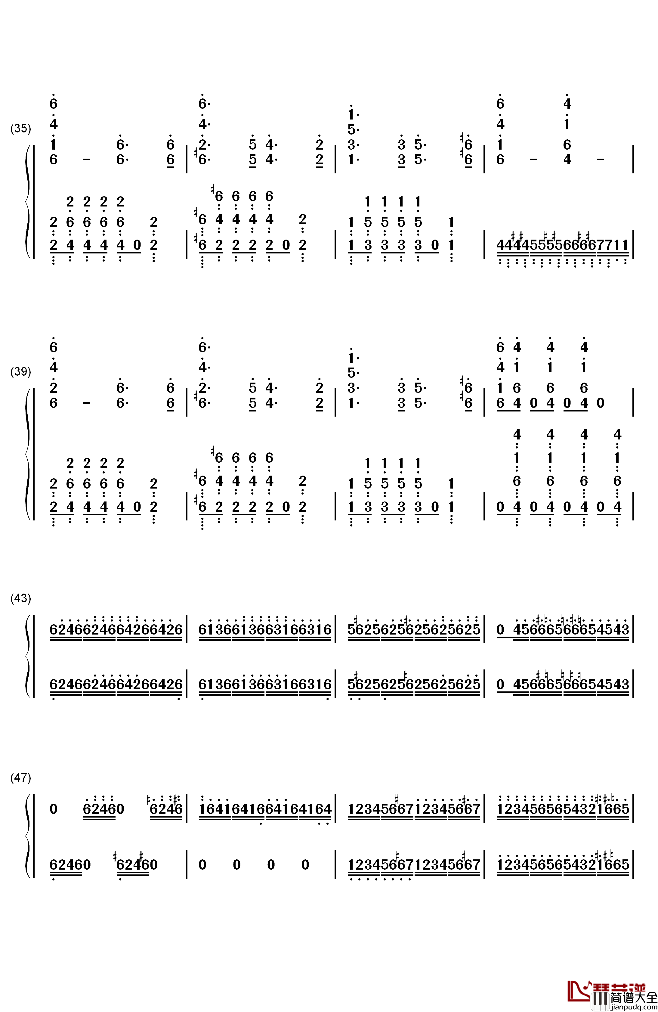 吉普赛女郎钢琴简谱_数字双手_马克西姆