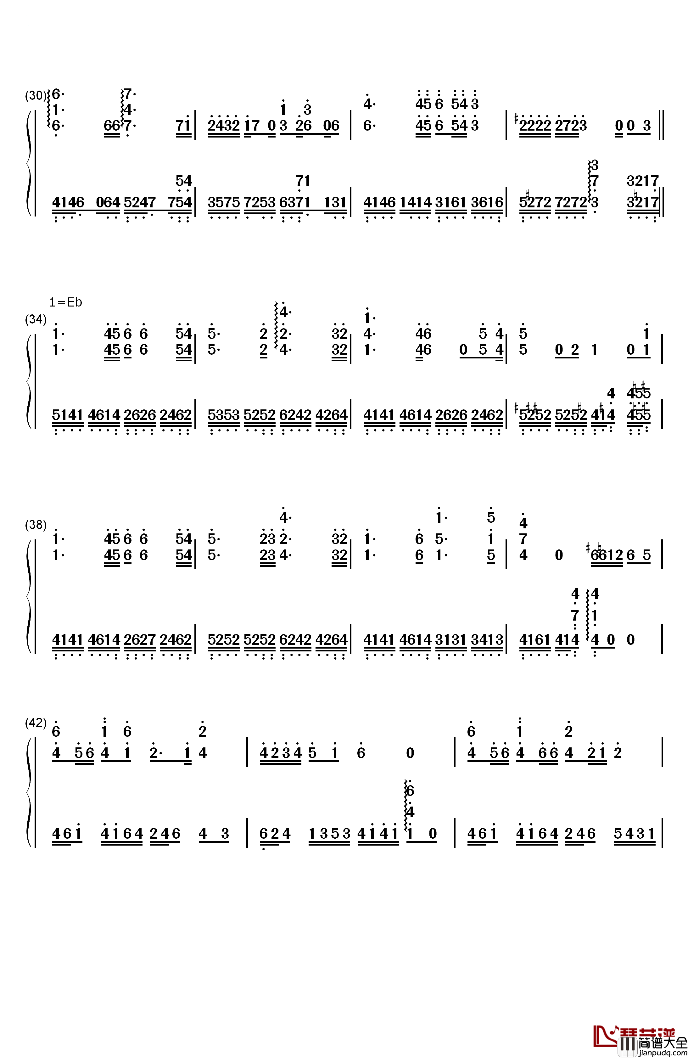 雾中列车钢琴简谱_数字双手_李健_王俊凯