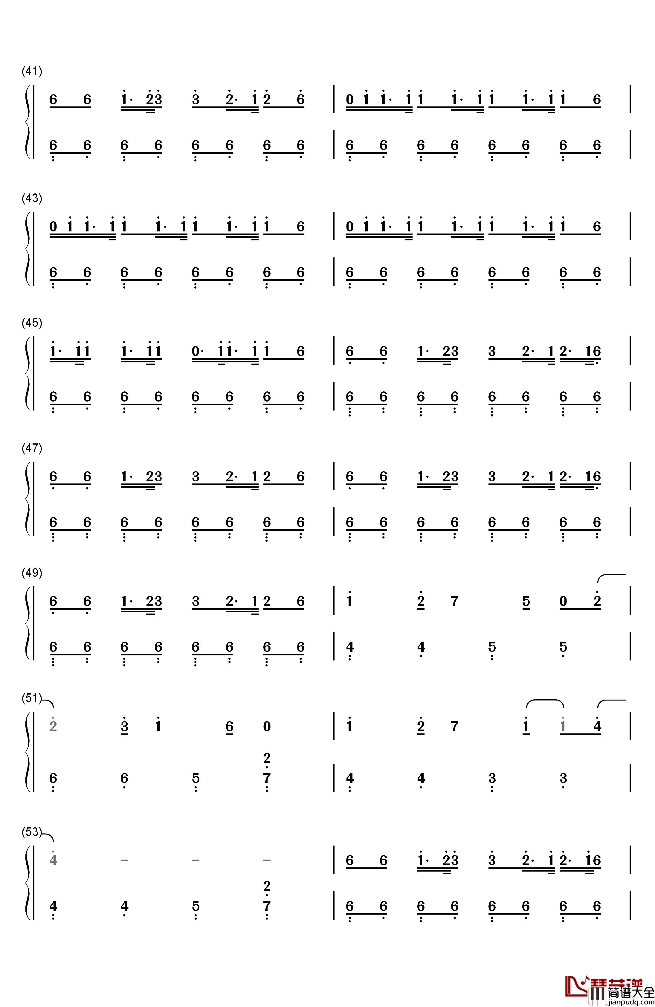 咆哮钢琴简谱_数字双手_EXO