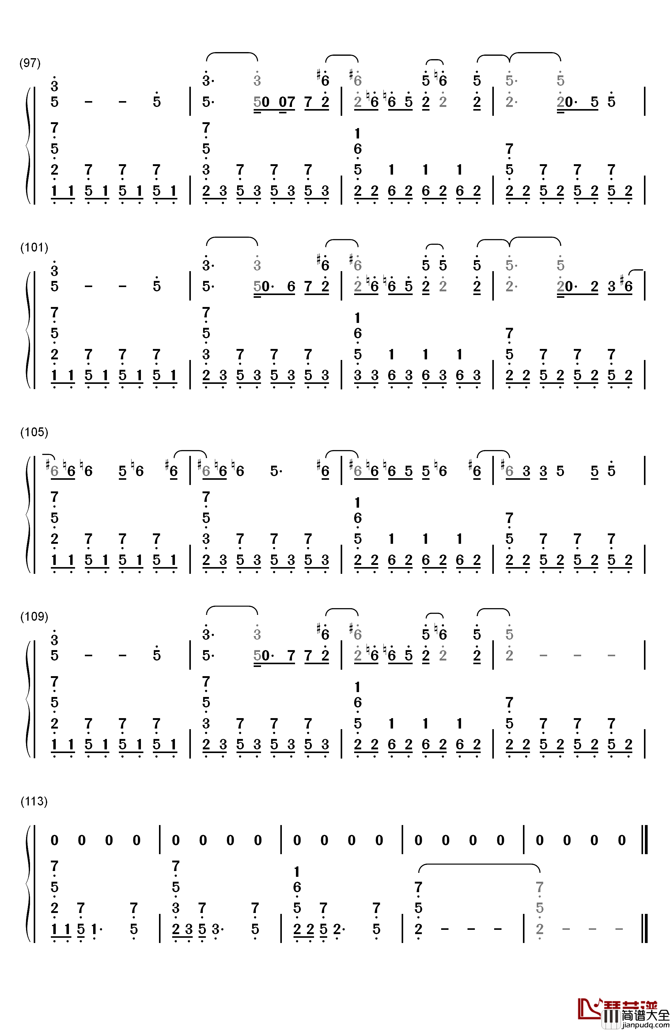 Sugar钢琴简谱_数字双手_Maroon_5