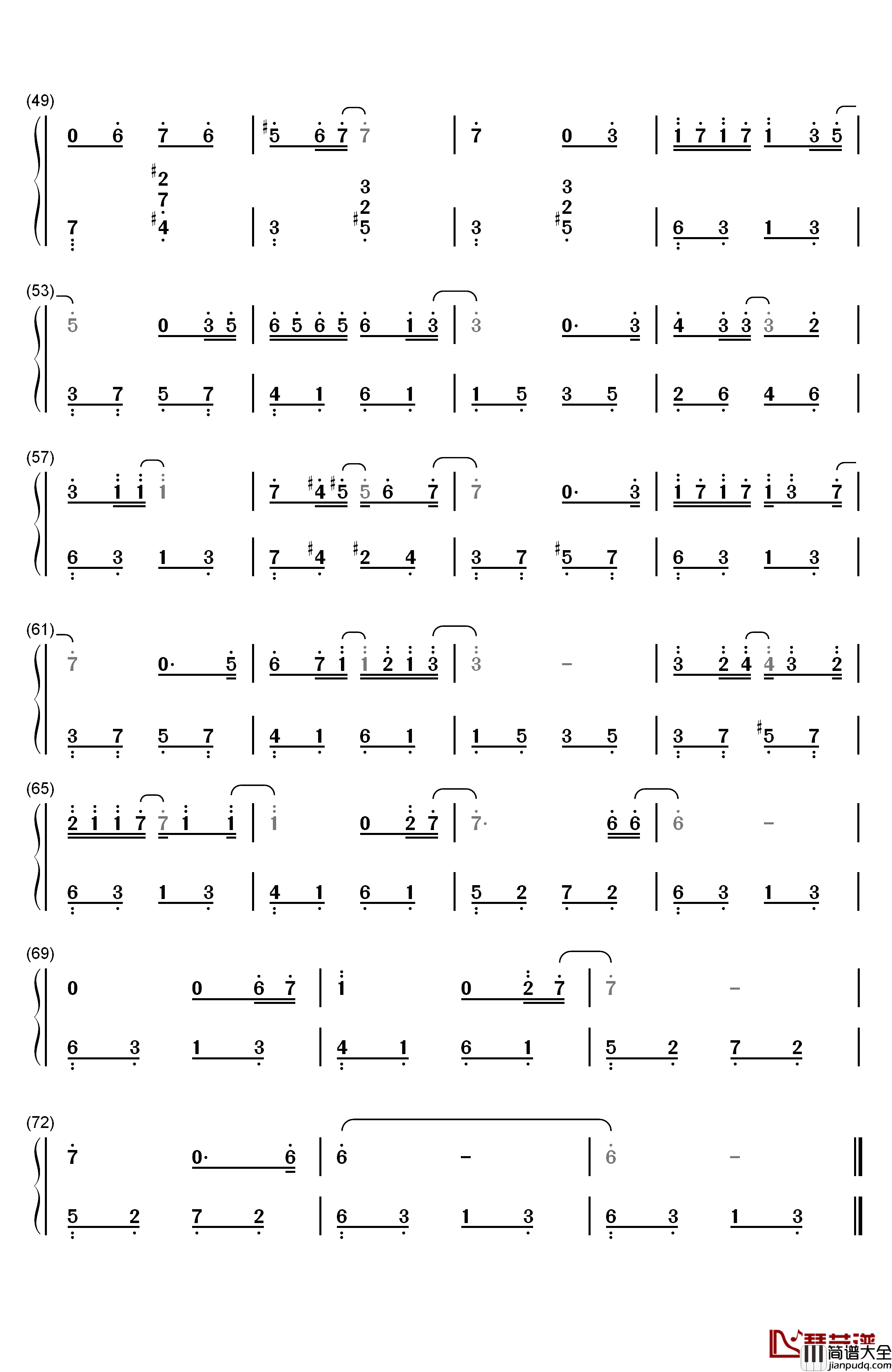 无法原谅钢琴简谱_数字双手_李佳璐