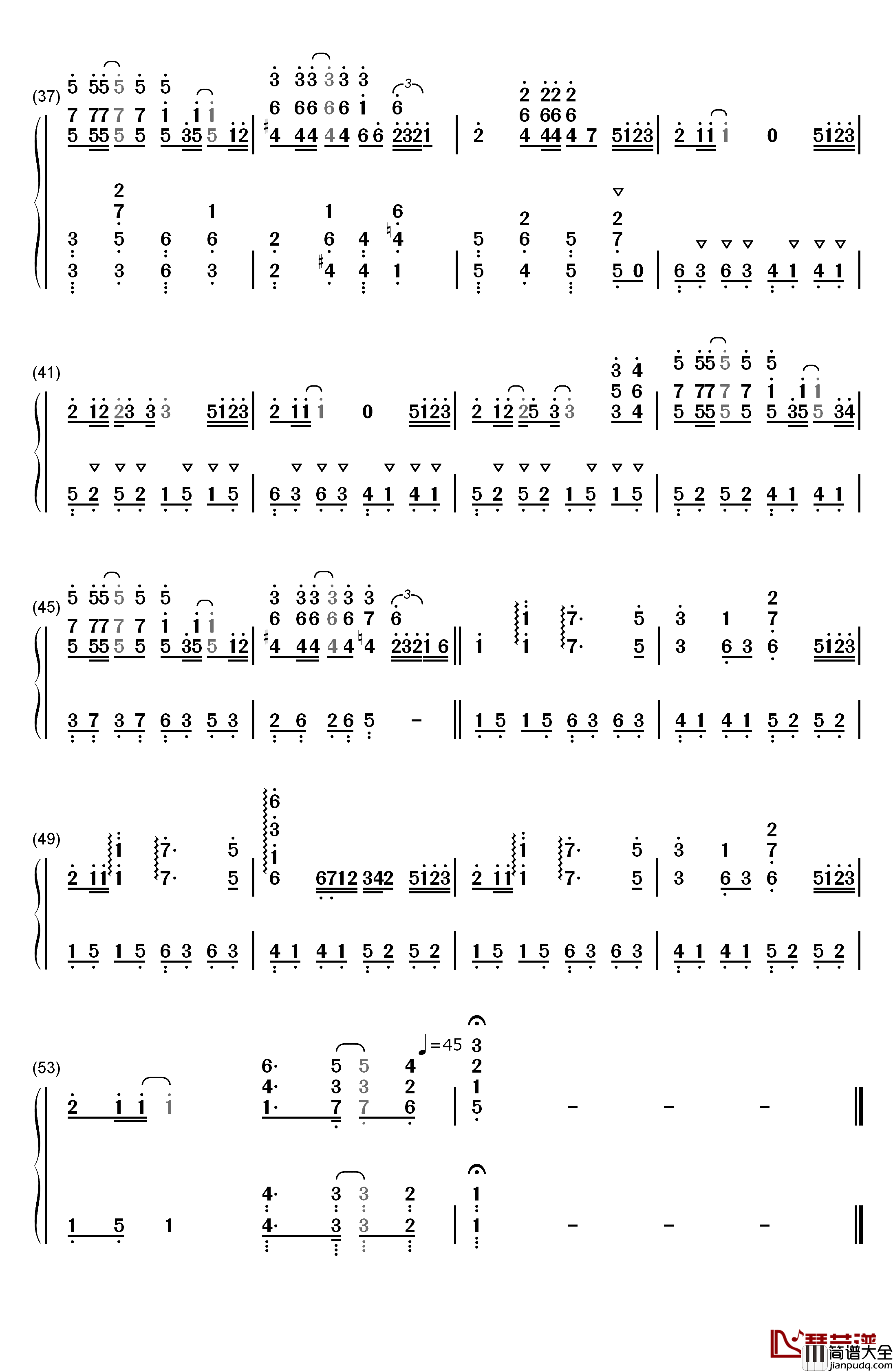 Summer完美版钢琴简谱_数字双手_久石让