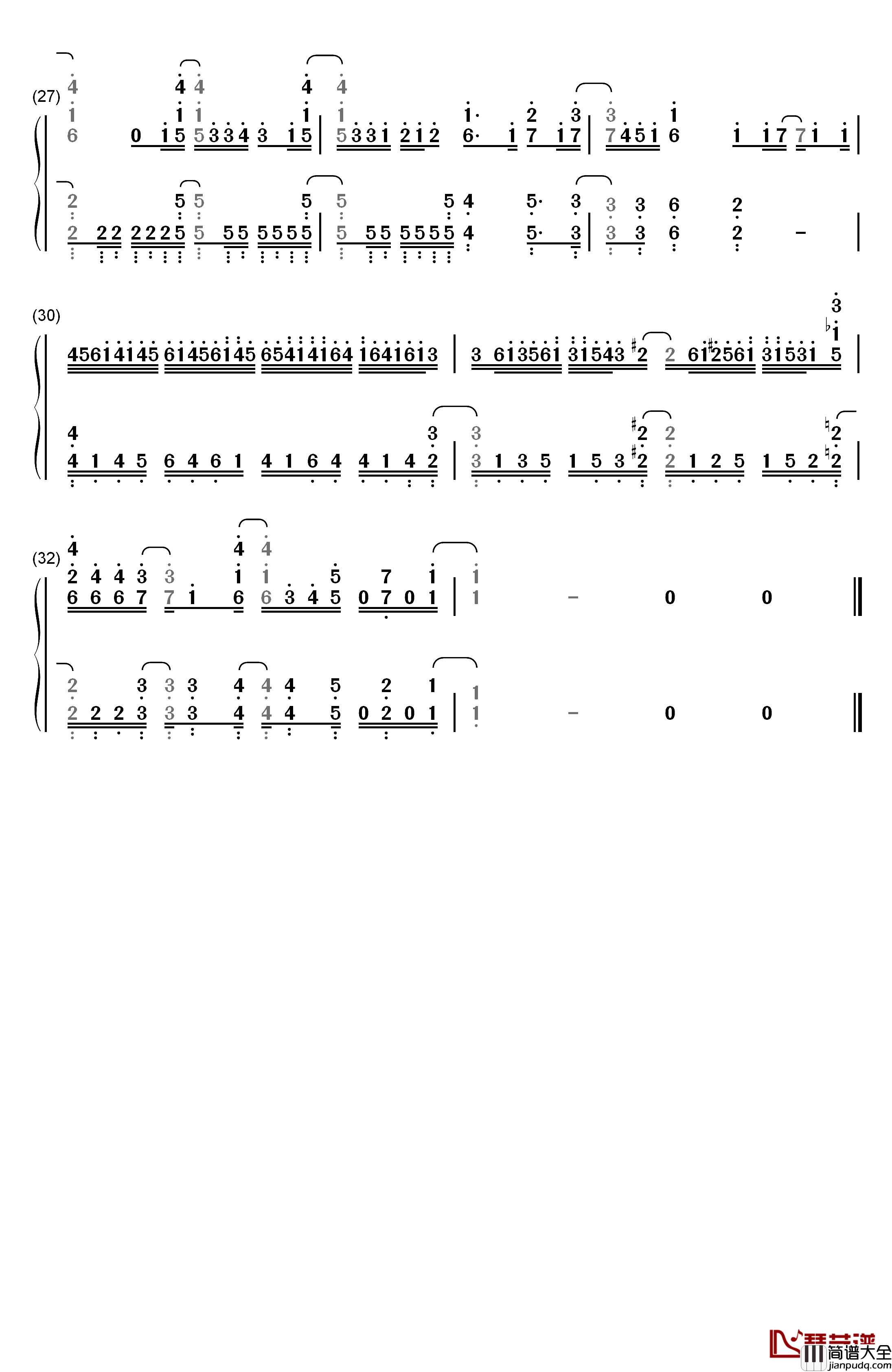 Union钢琴简谱_数字双手_OxT