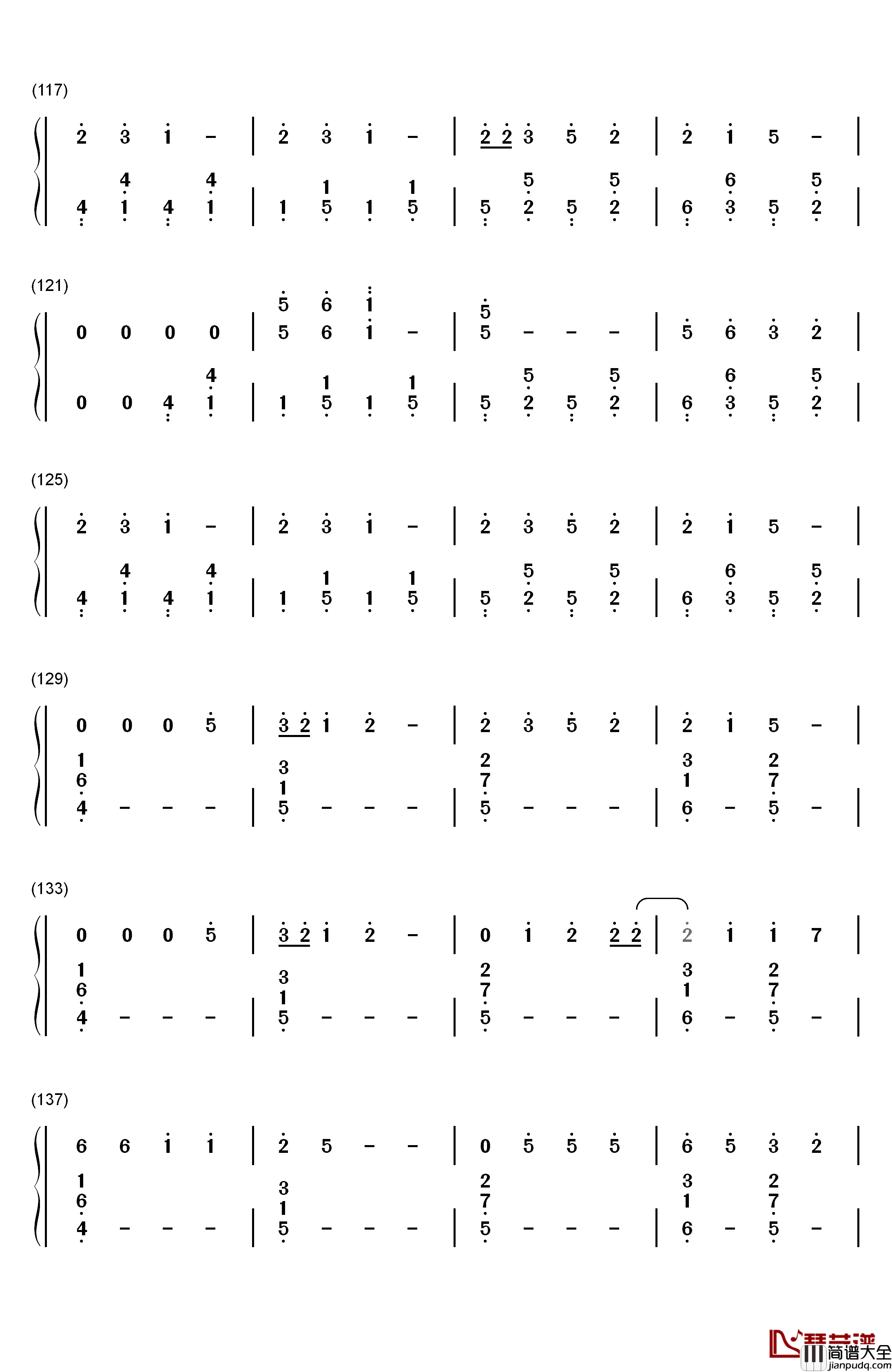 Final_Song钢琴简谱_数字双手_MO