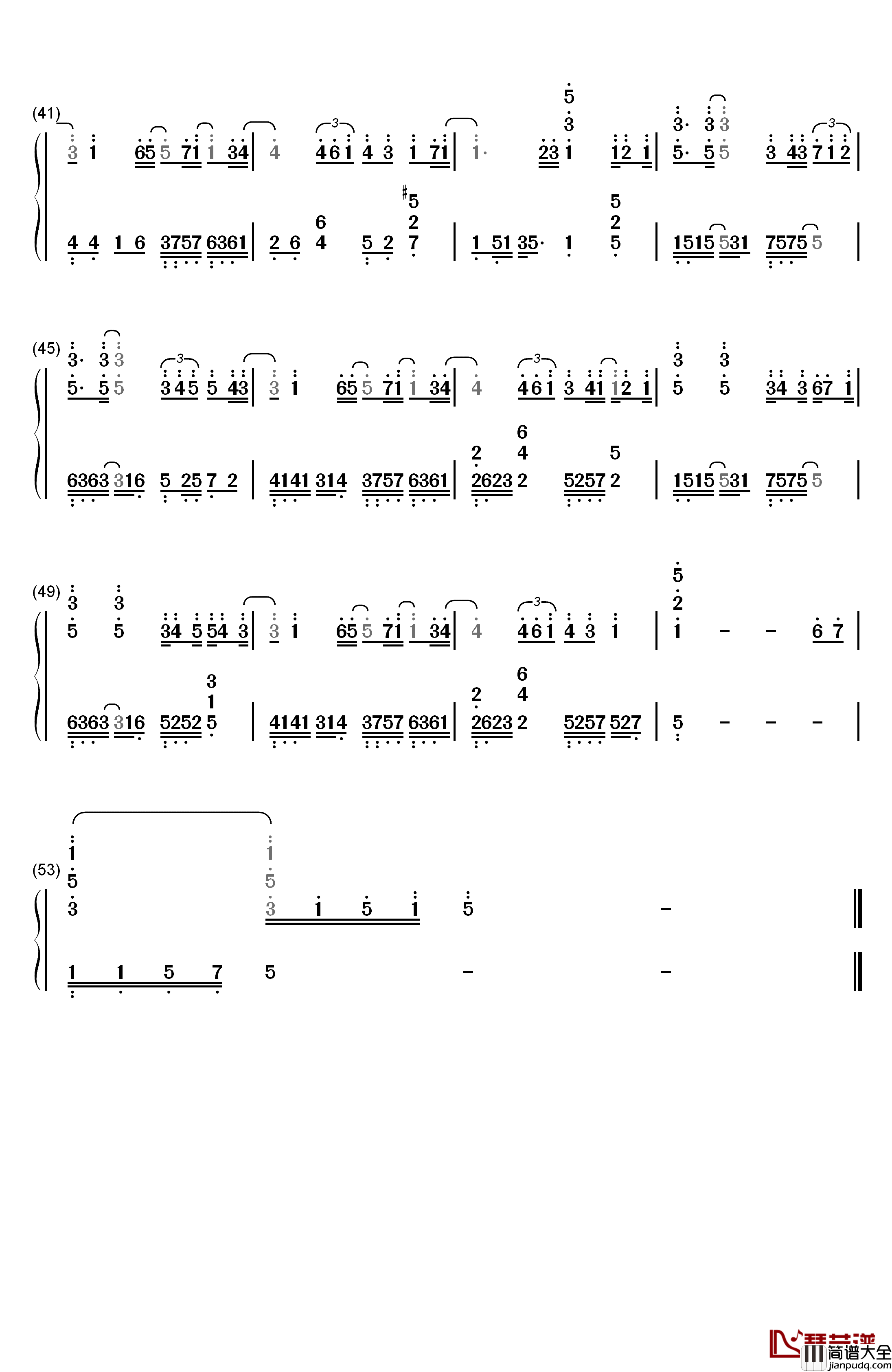 等得起钢琴简谱_数字双手_叶炫清