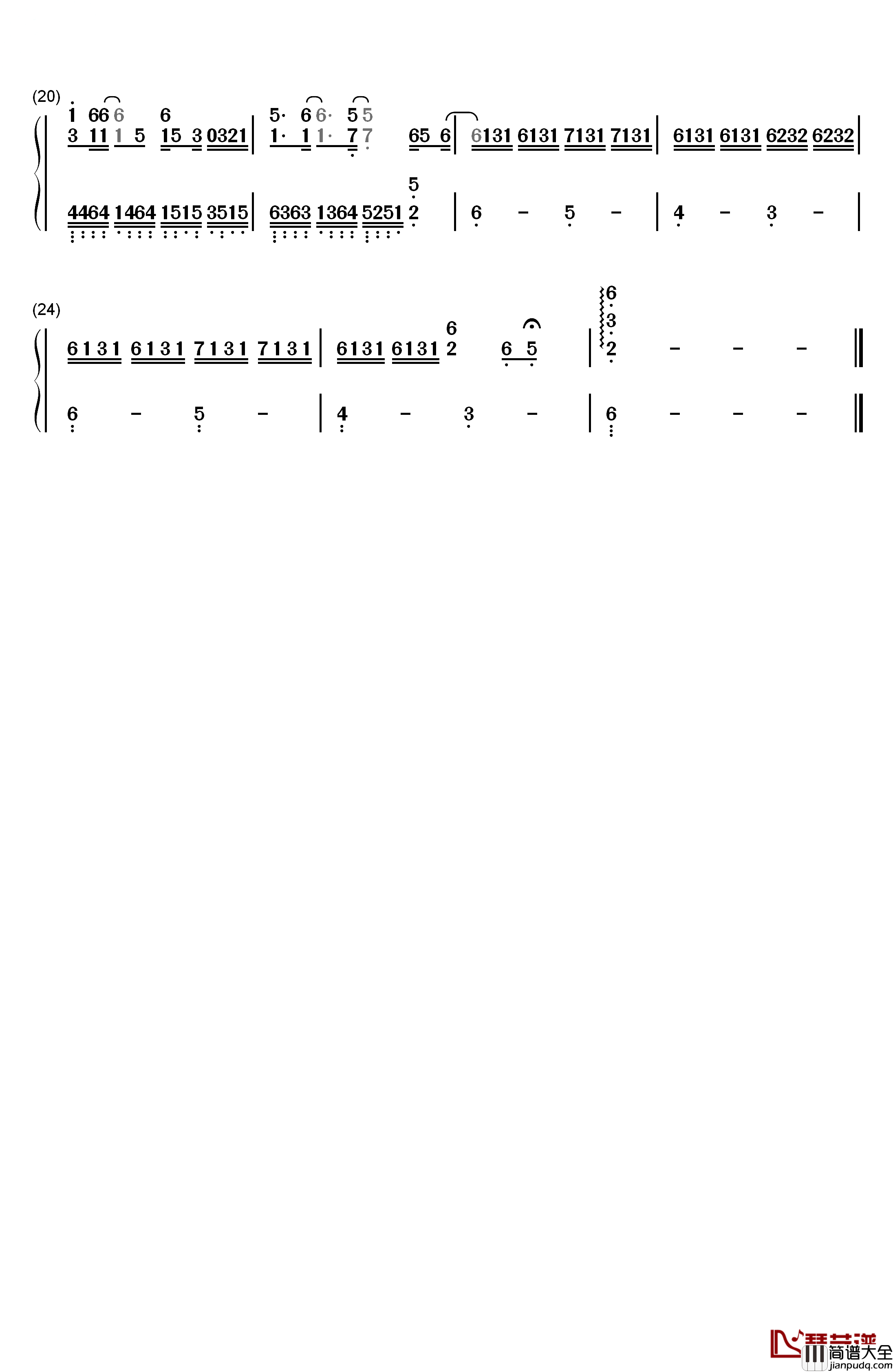 都选C钢琴简谱_数字双手_大鹏