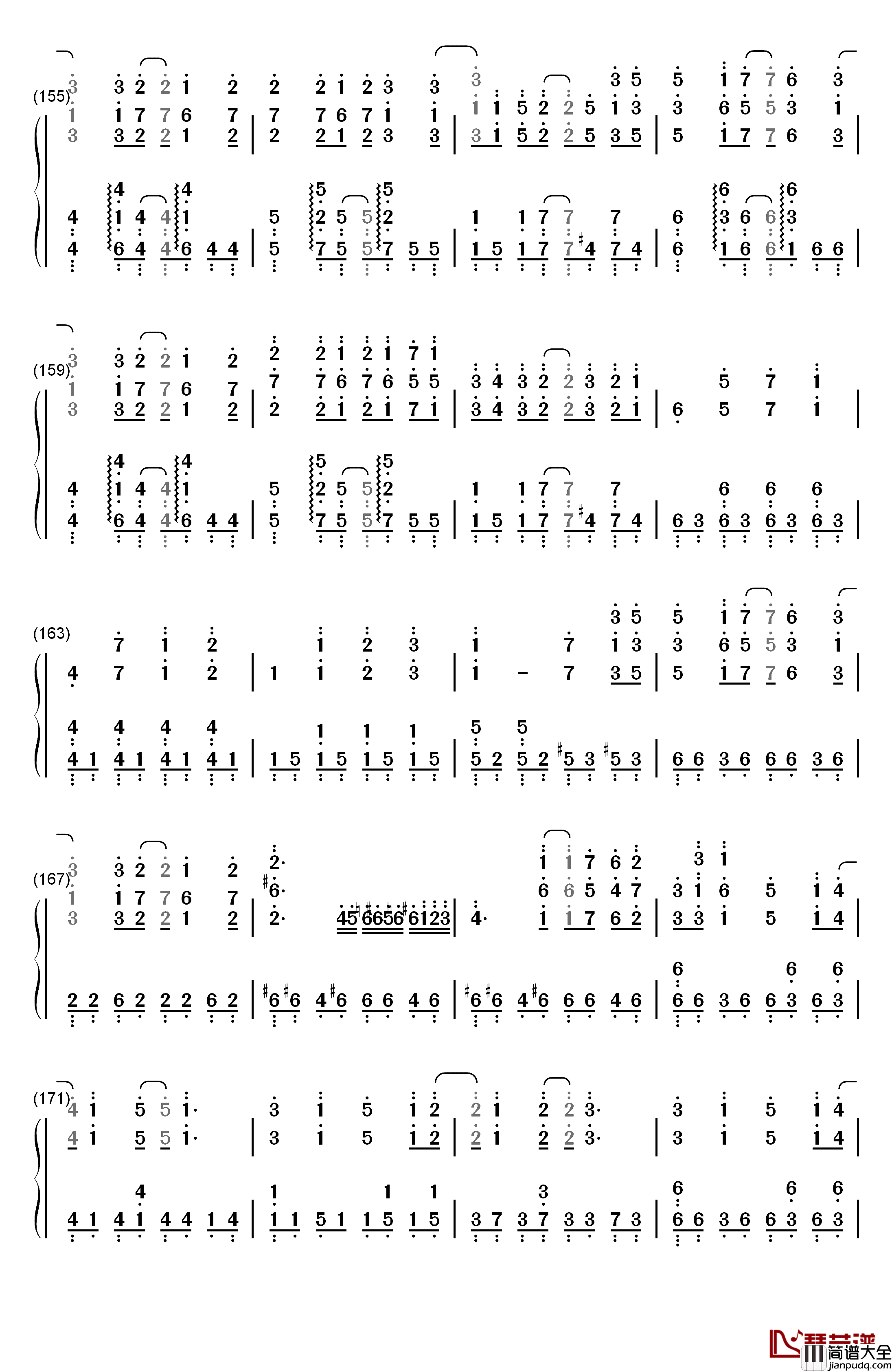 終わりの世界から钢琴简谱_数字双手_麻枝准__やなぎなぎ