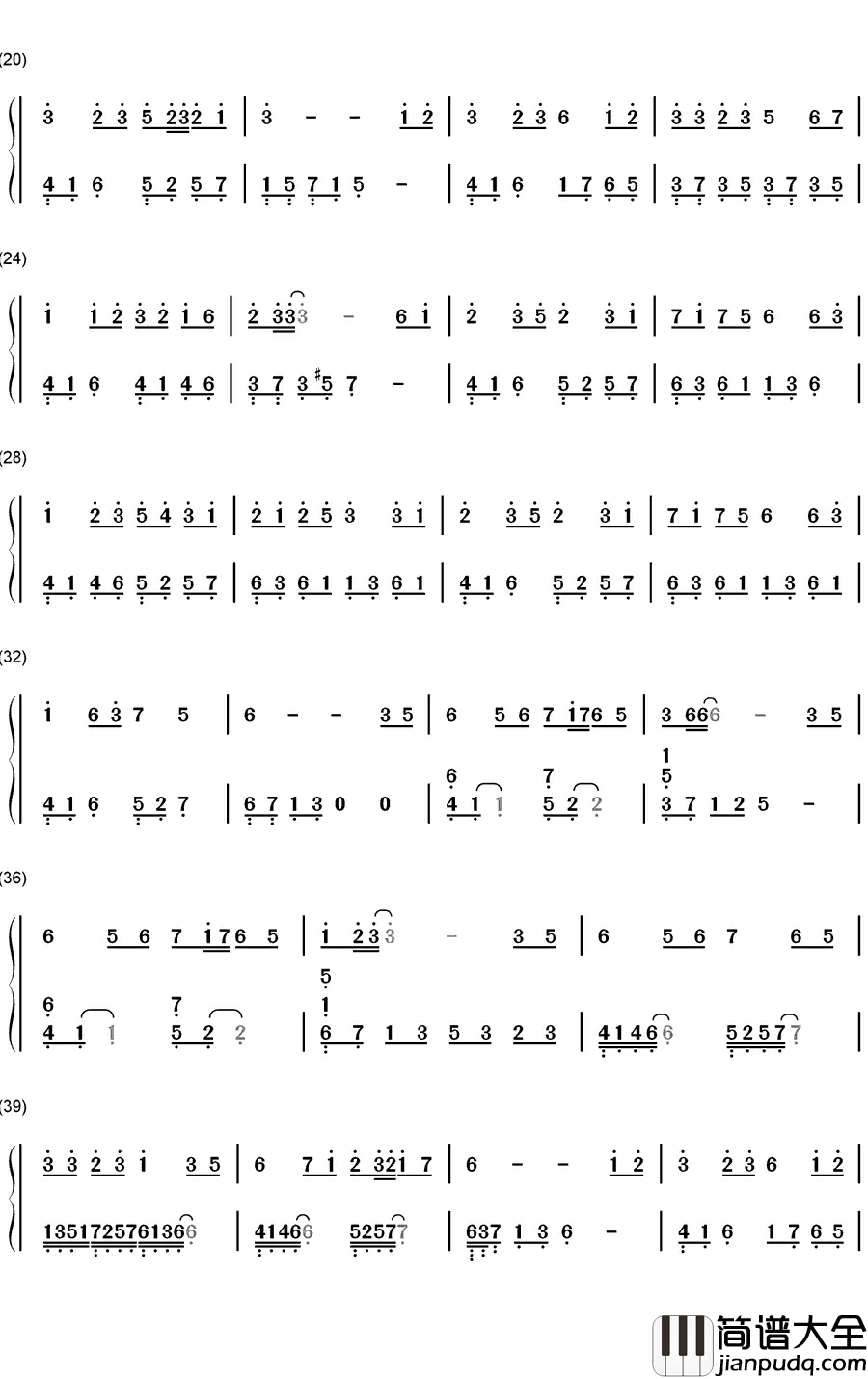 百恋歌钢琴简谱_数字双手_高杉さと美