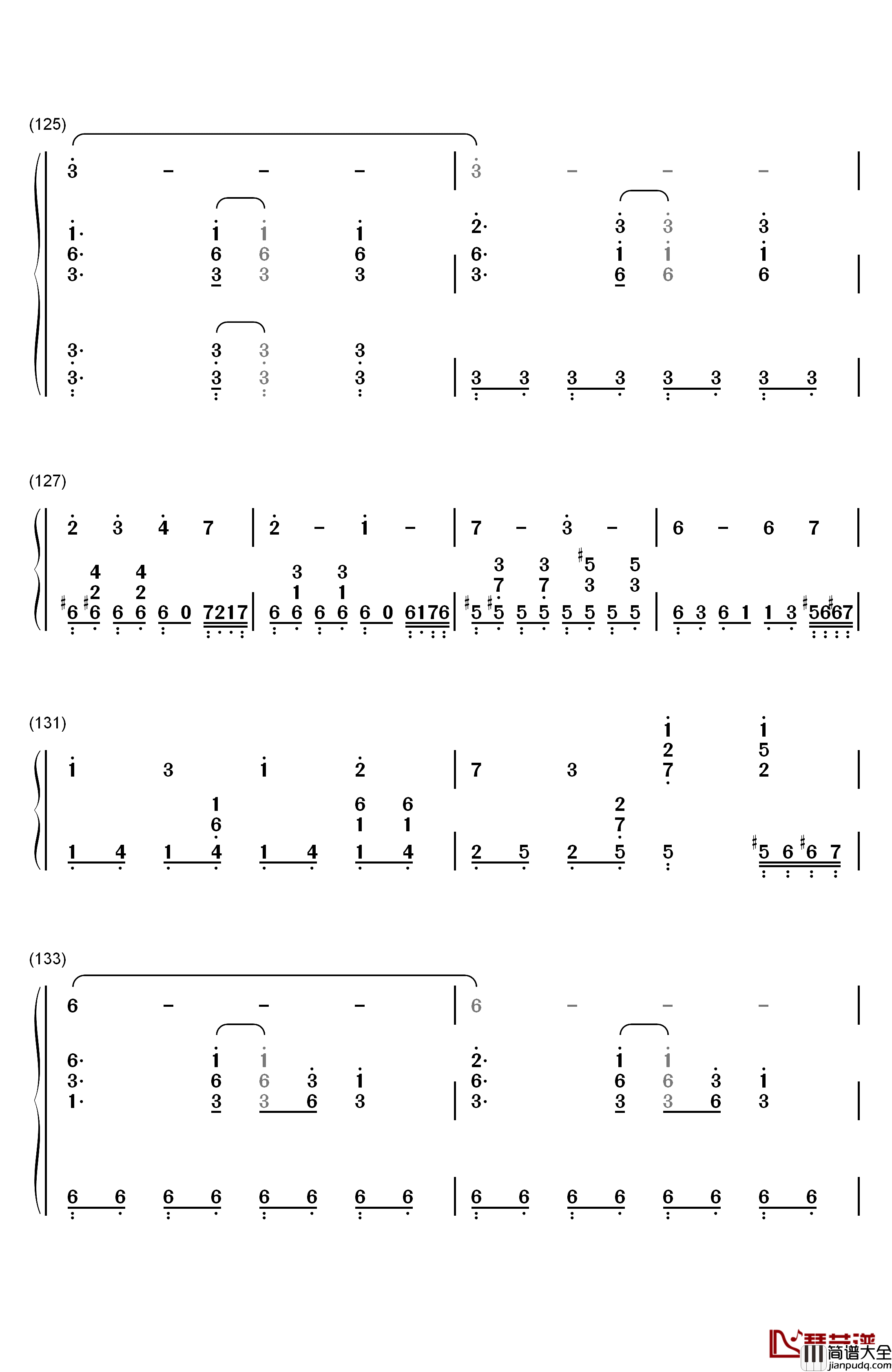 风屿钢琴简谱_数字双手_埋葬