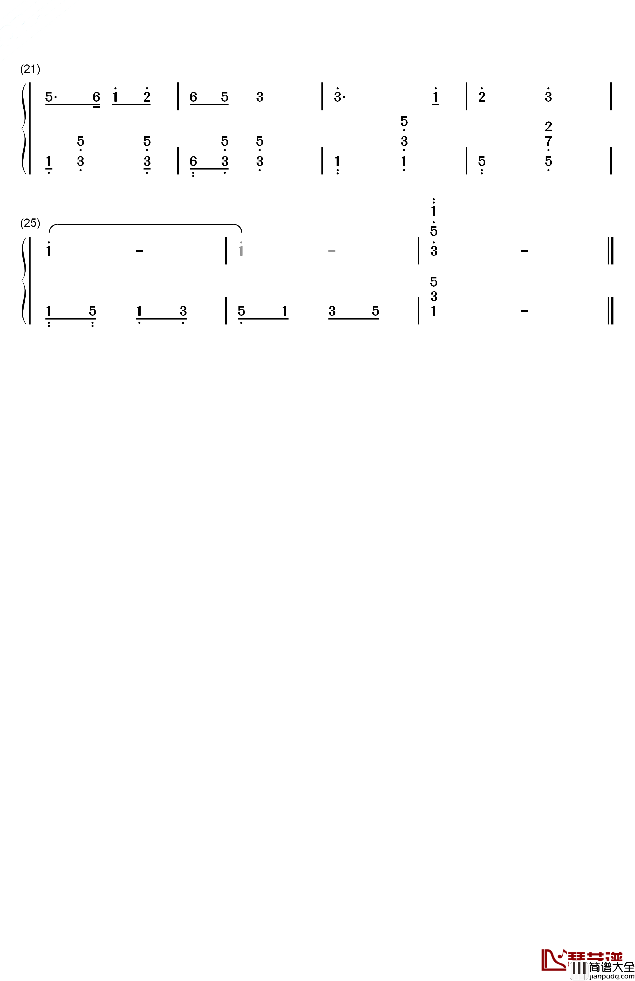 八月桂花遍地开钢琴简谱_数字双手_未知