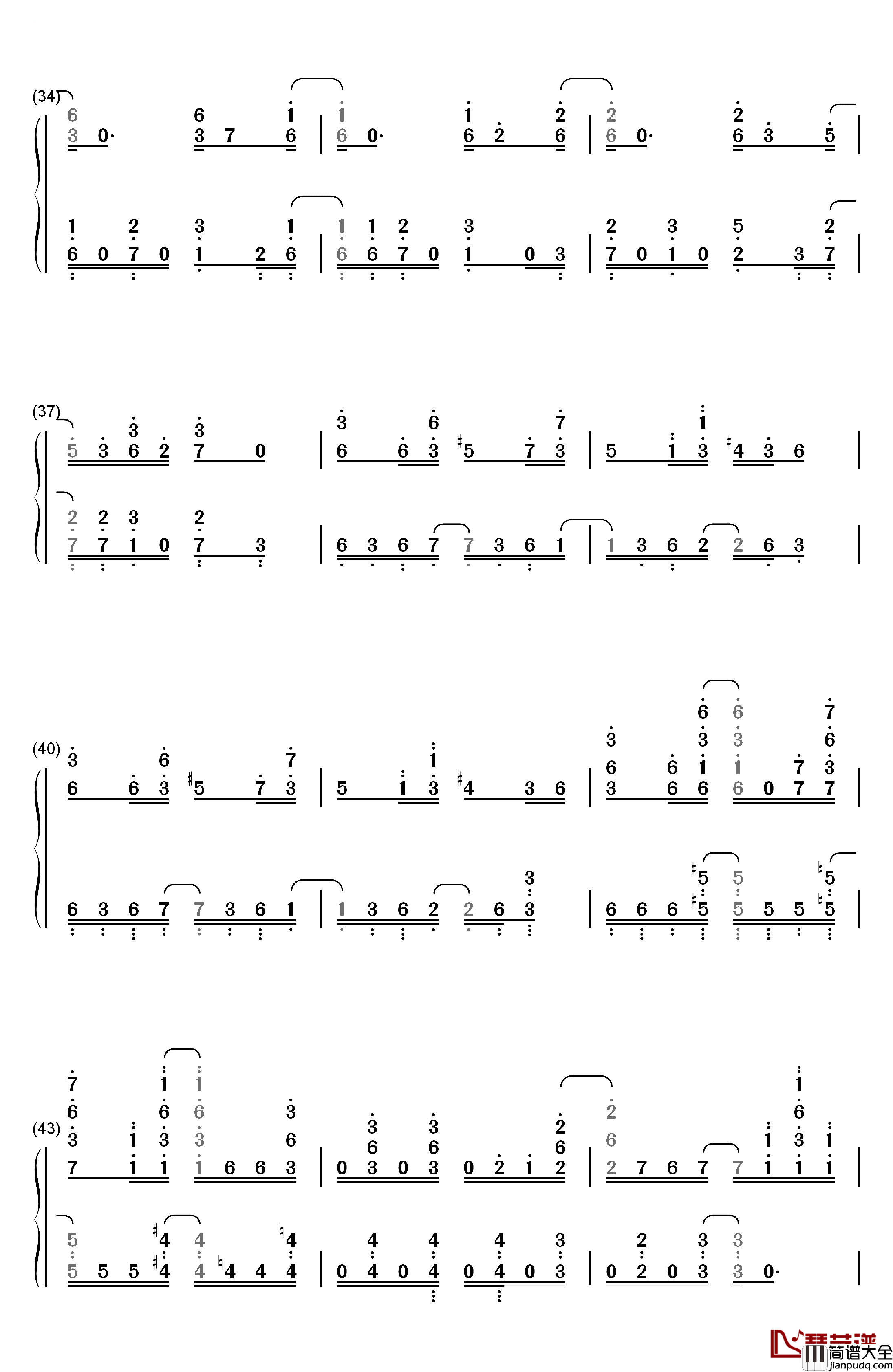 セツナドライブ钢琴简谱_数字双手_IA