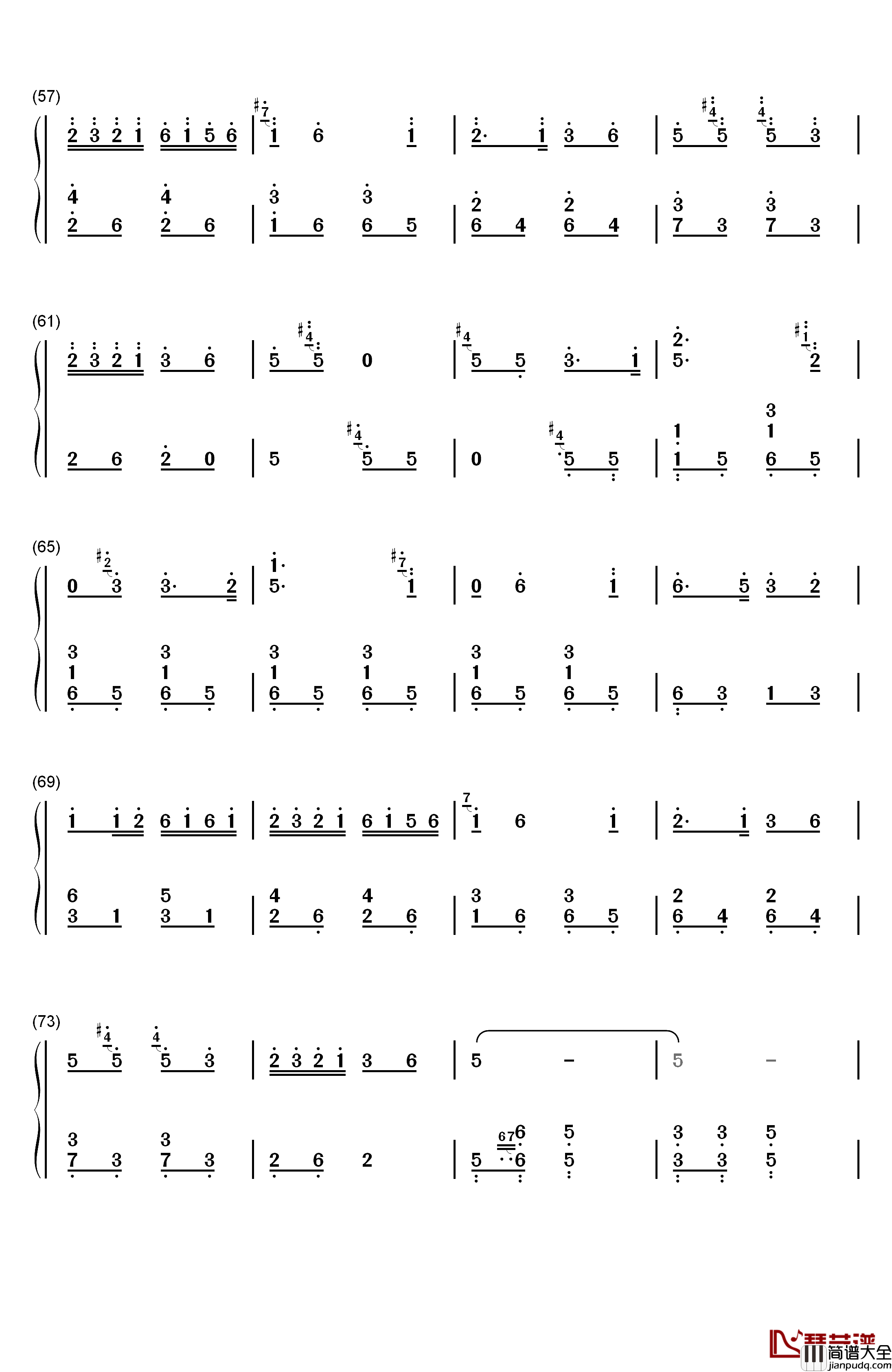 百鸟朝凤钢琴简谱_数字双手_王建中