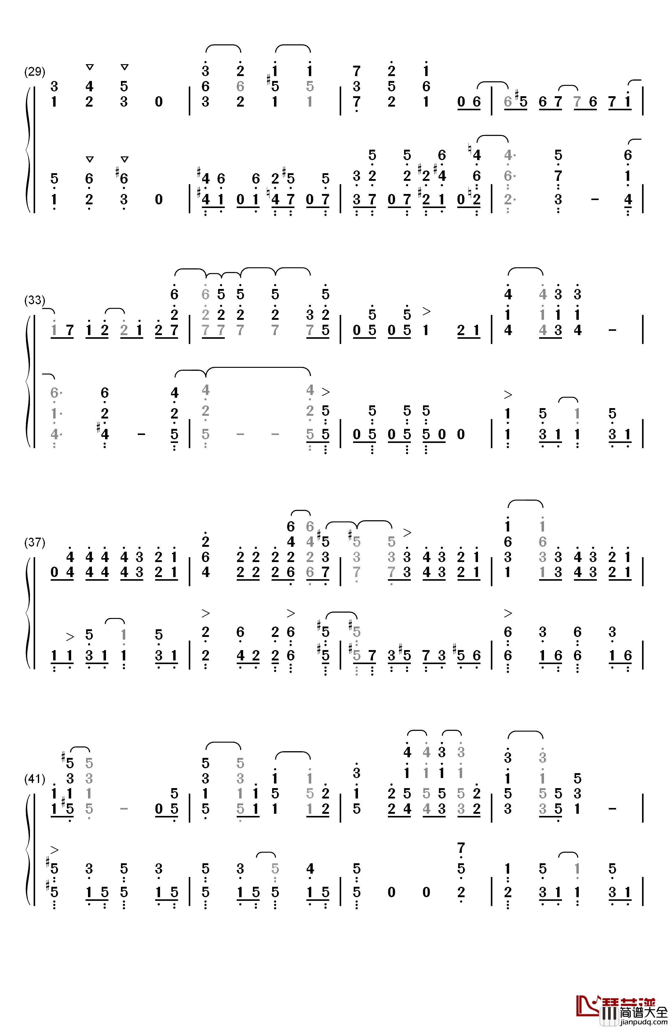 オトモダチフィルム钢琴简谱_数字双手_大石昌良