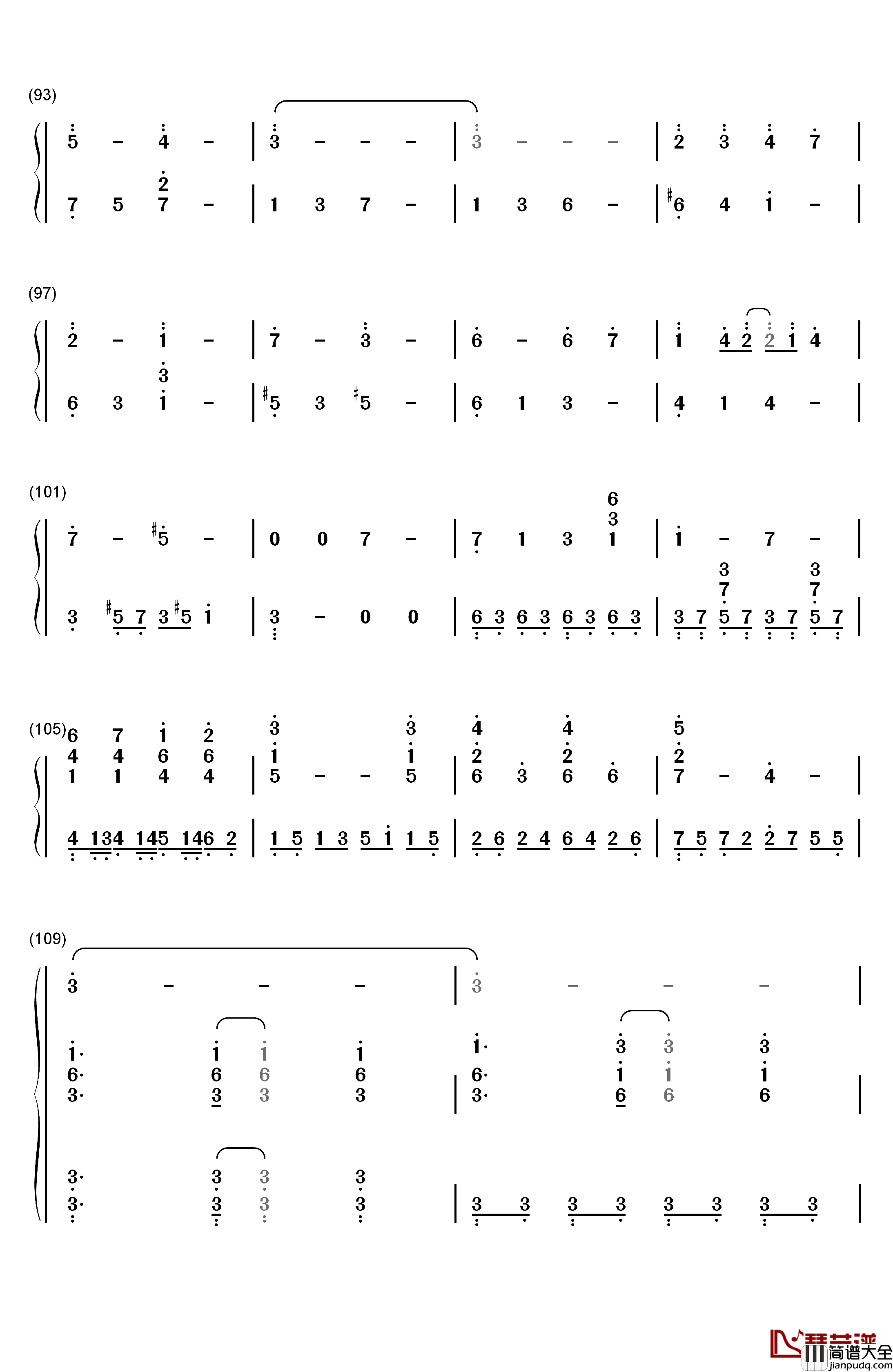 风屿钢琴简谱_数字双手_埋葬