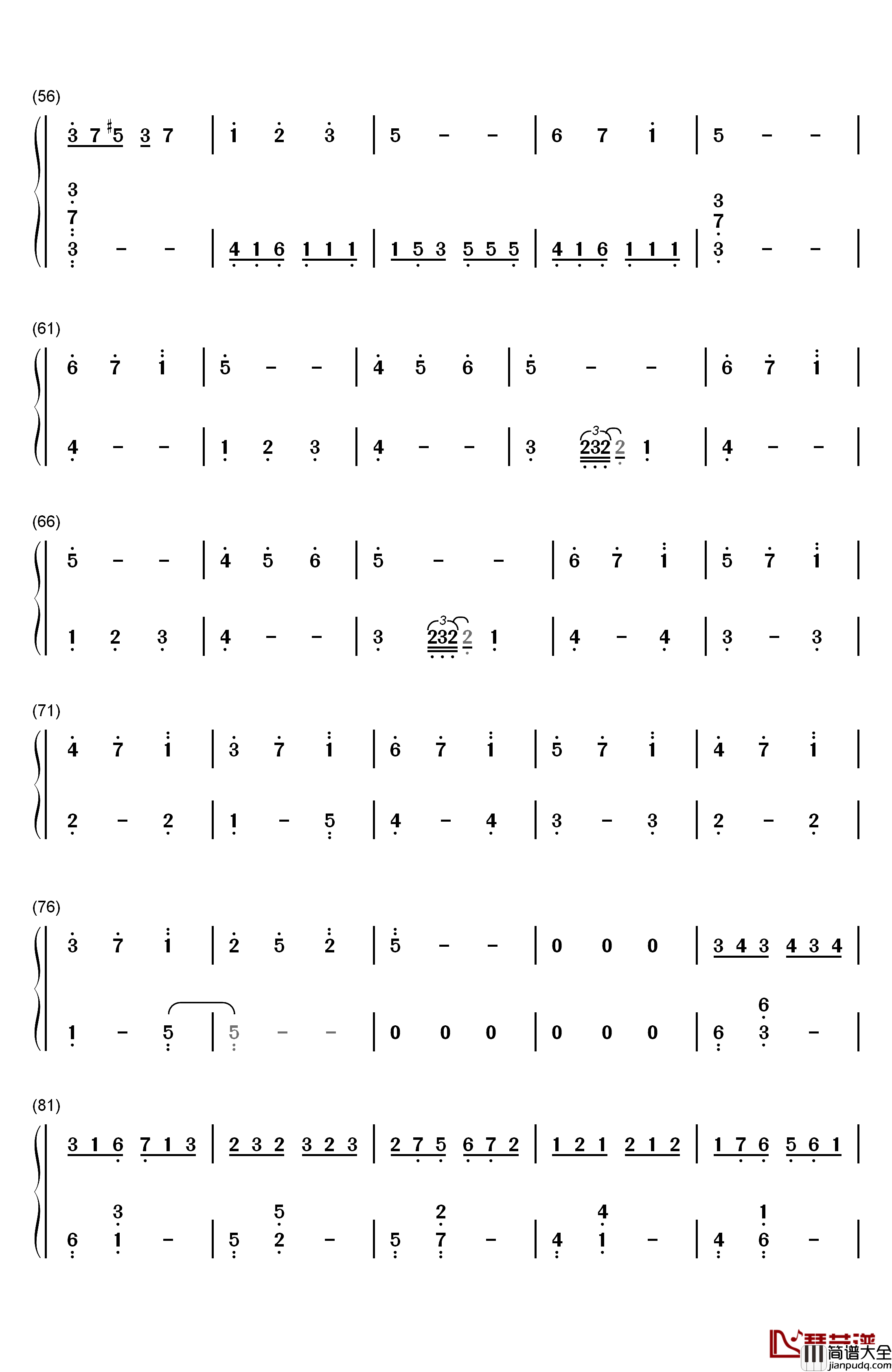 巴哈钢琴简谱_数字双手_林仁建