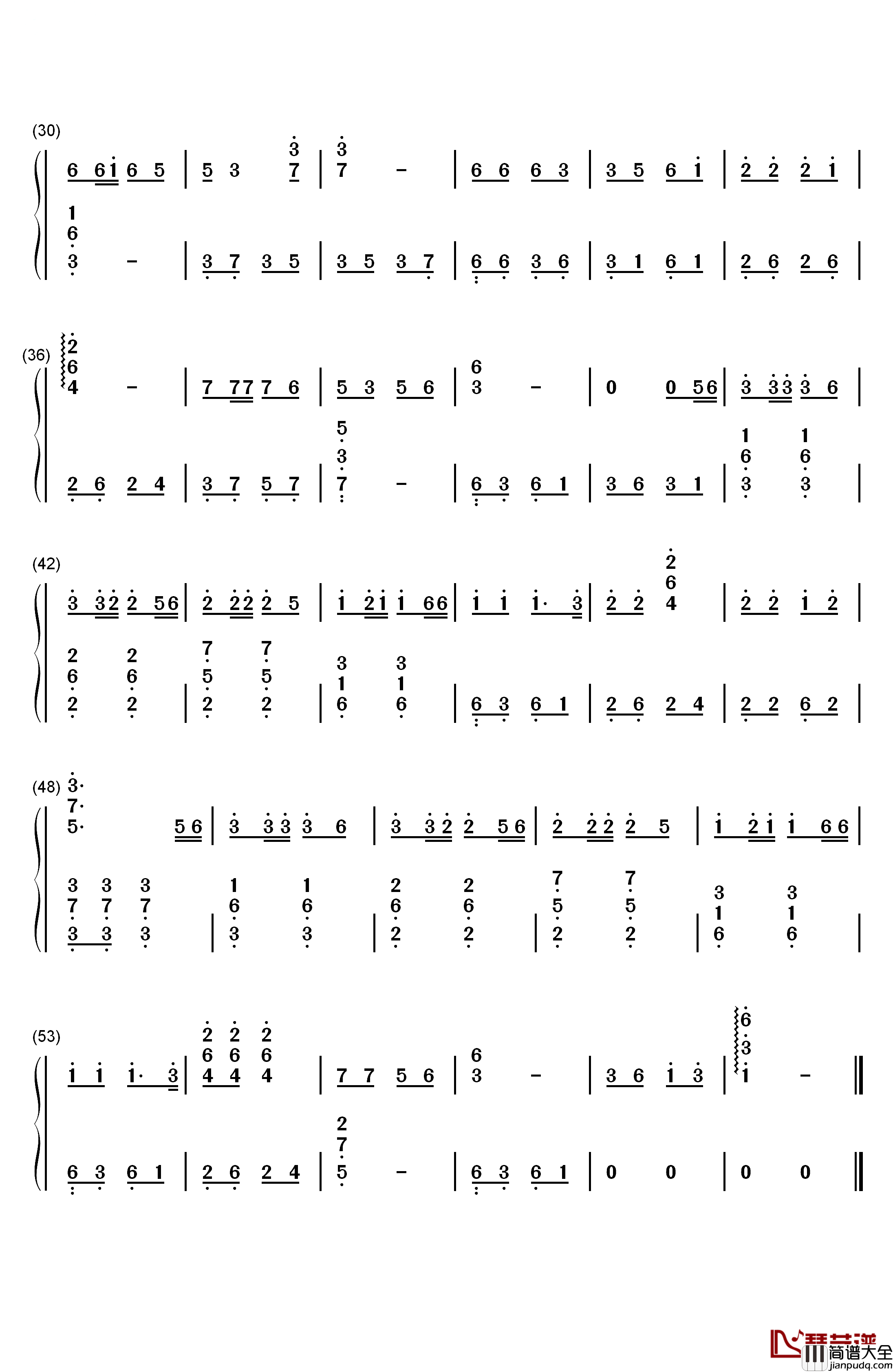 歌在飞钢琴简谱_数字双手_苏勒亚其其格