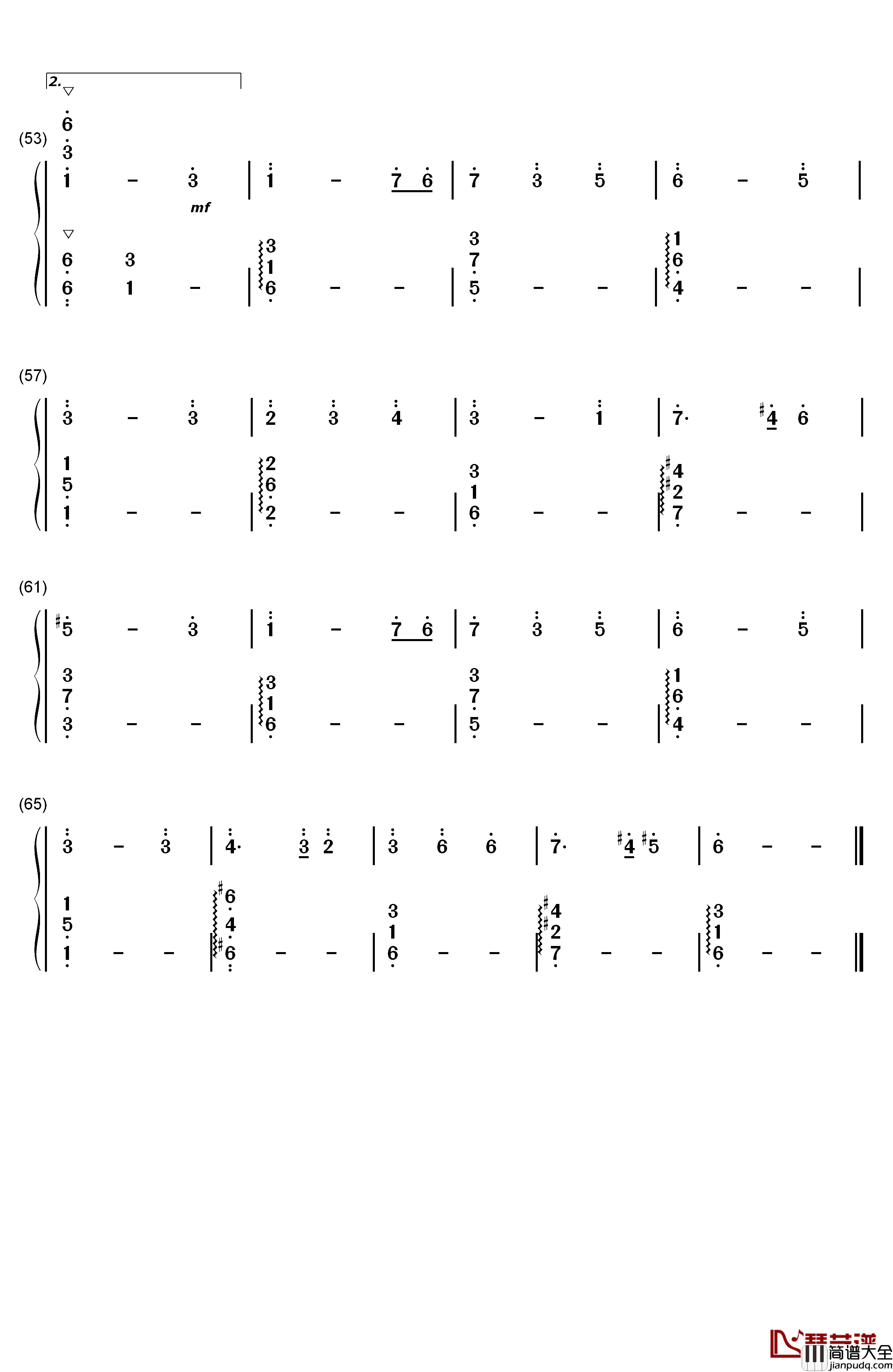 霞光钢琴简谱_数字双手_曲锦楠